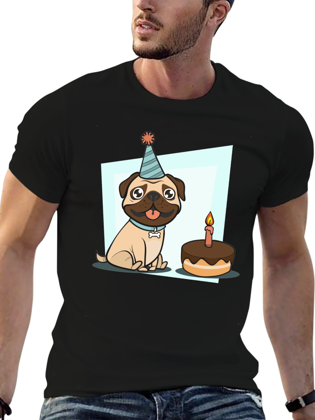 Birthday Pug T-Shirt - Cute Cartoon Dog Tee