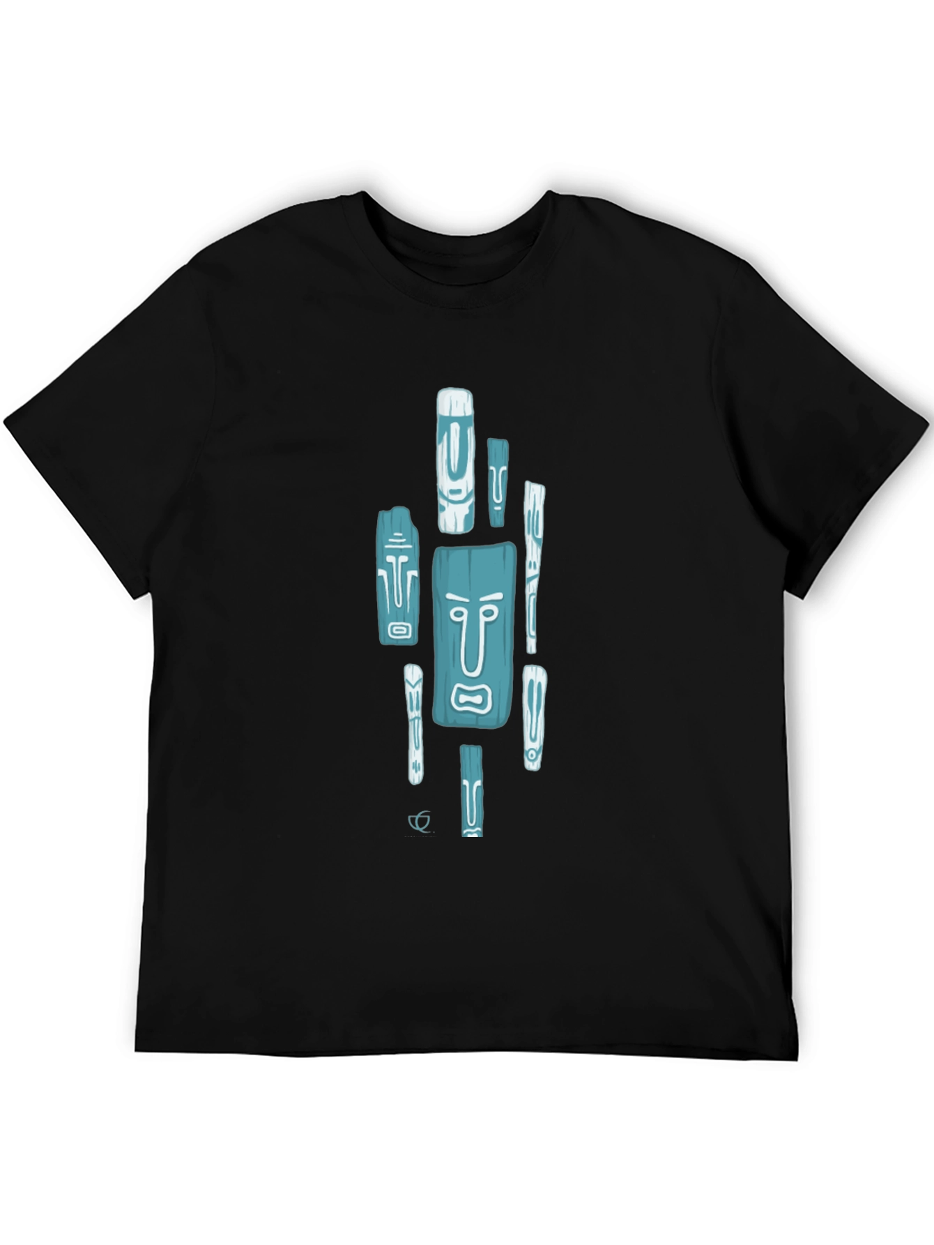 Trendy Tiki Totem Graphic Tee - Black Casual Shirt