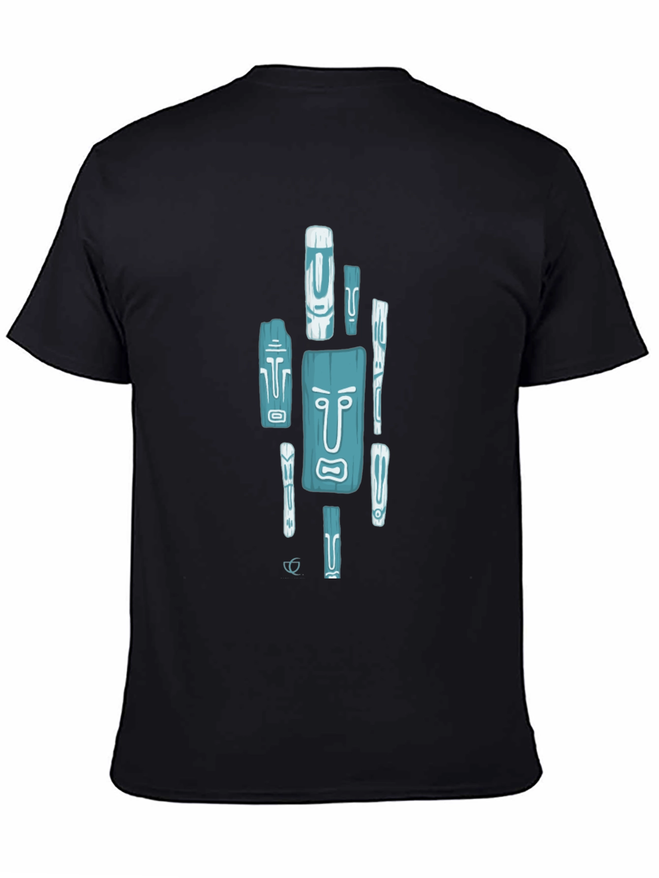 Trendy Tiki Totem Graphic Tee - Black Casual Shirt