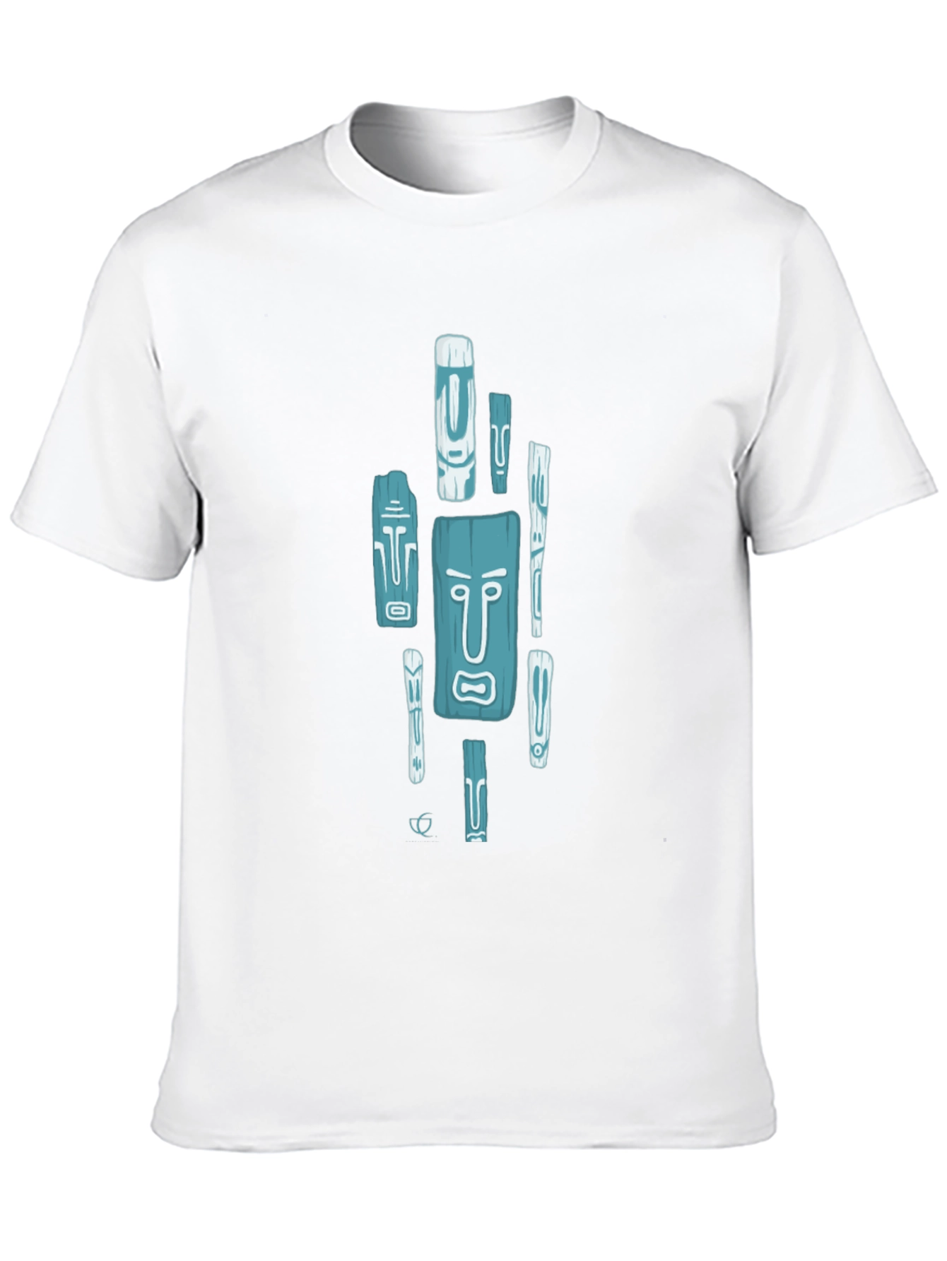 Trendy Tiki Totem Graphic Tee - Black Casual Shirt