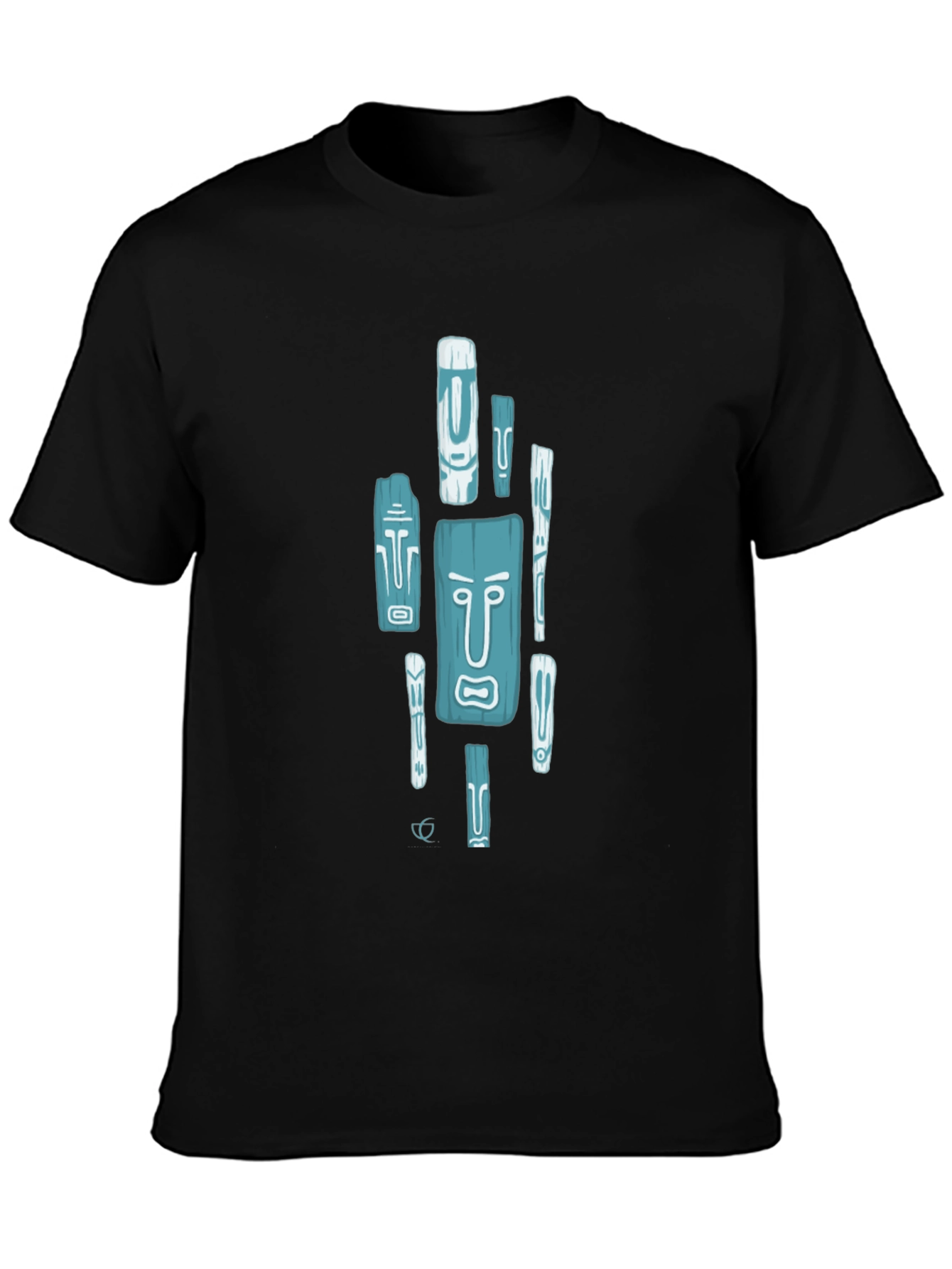 Trendy Tiki Totem Graphic Tee - Black Casual Shirt