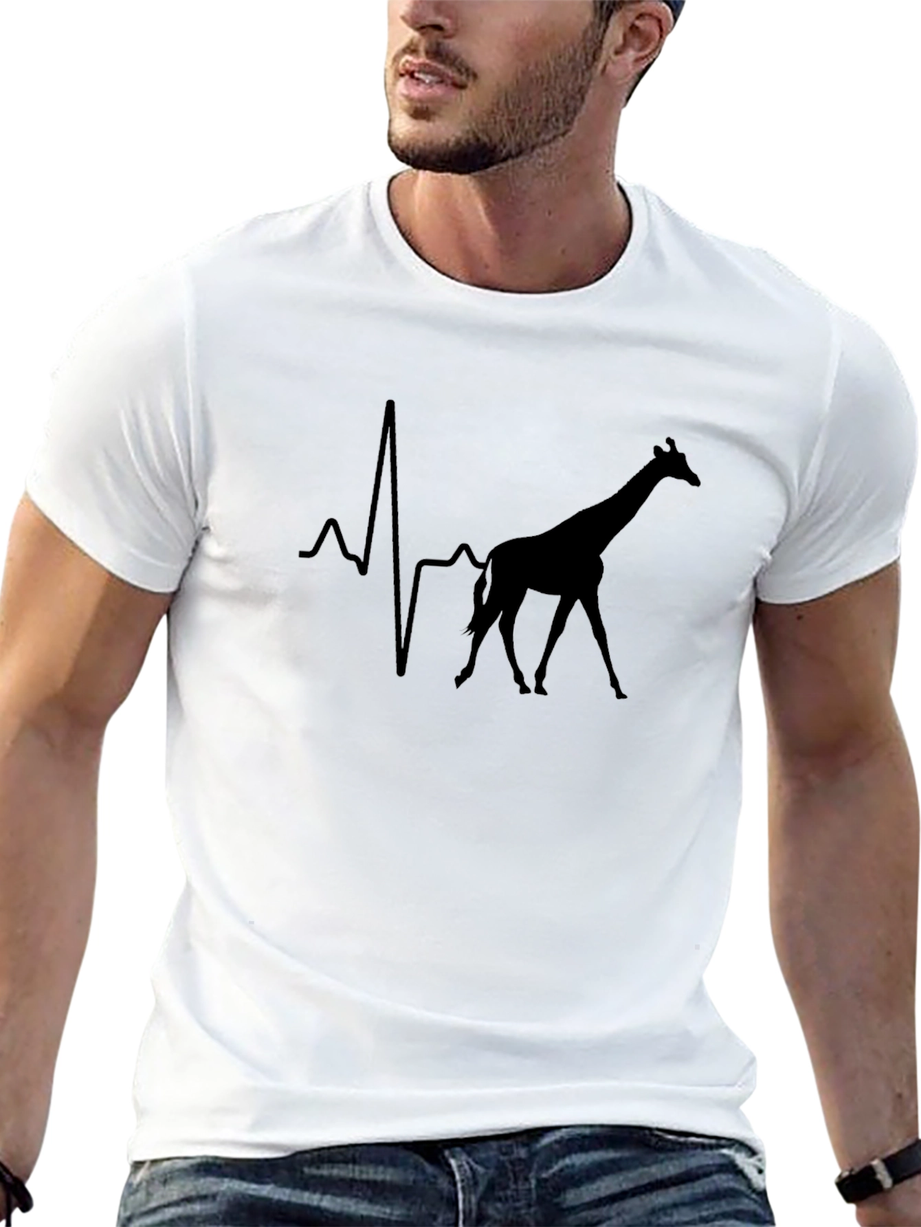 Giraffe Heartbeat Graphic Tee - Unique Animal Lover Shirt