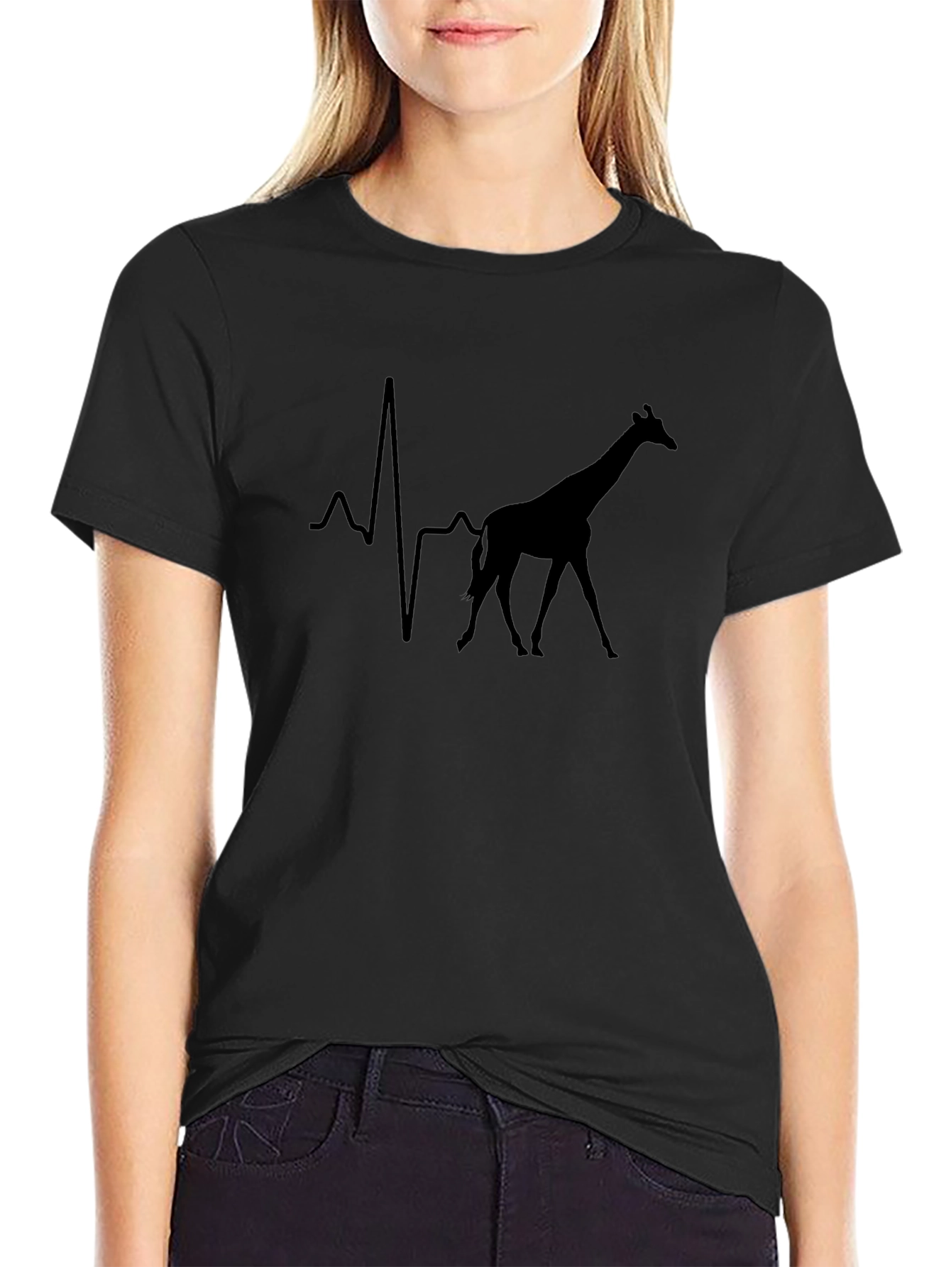 Giraffe Heartbeat Graphic Tee - Unique Animal Lover Shirt