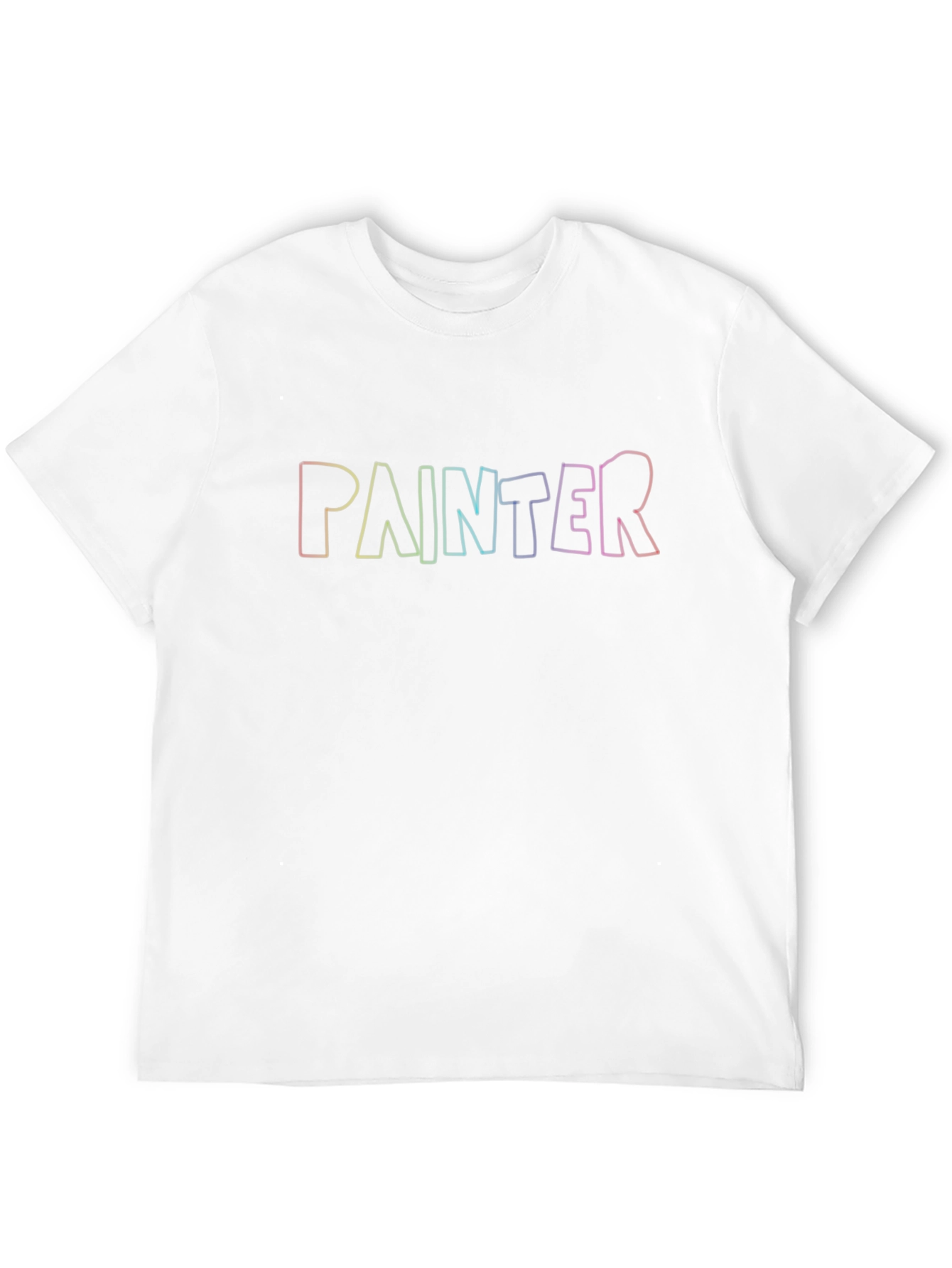 Painter Rainbow Text Black Cotton T-Shirt