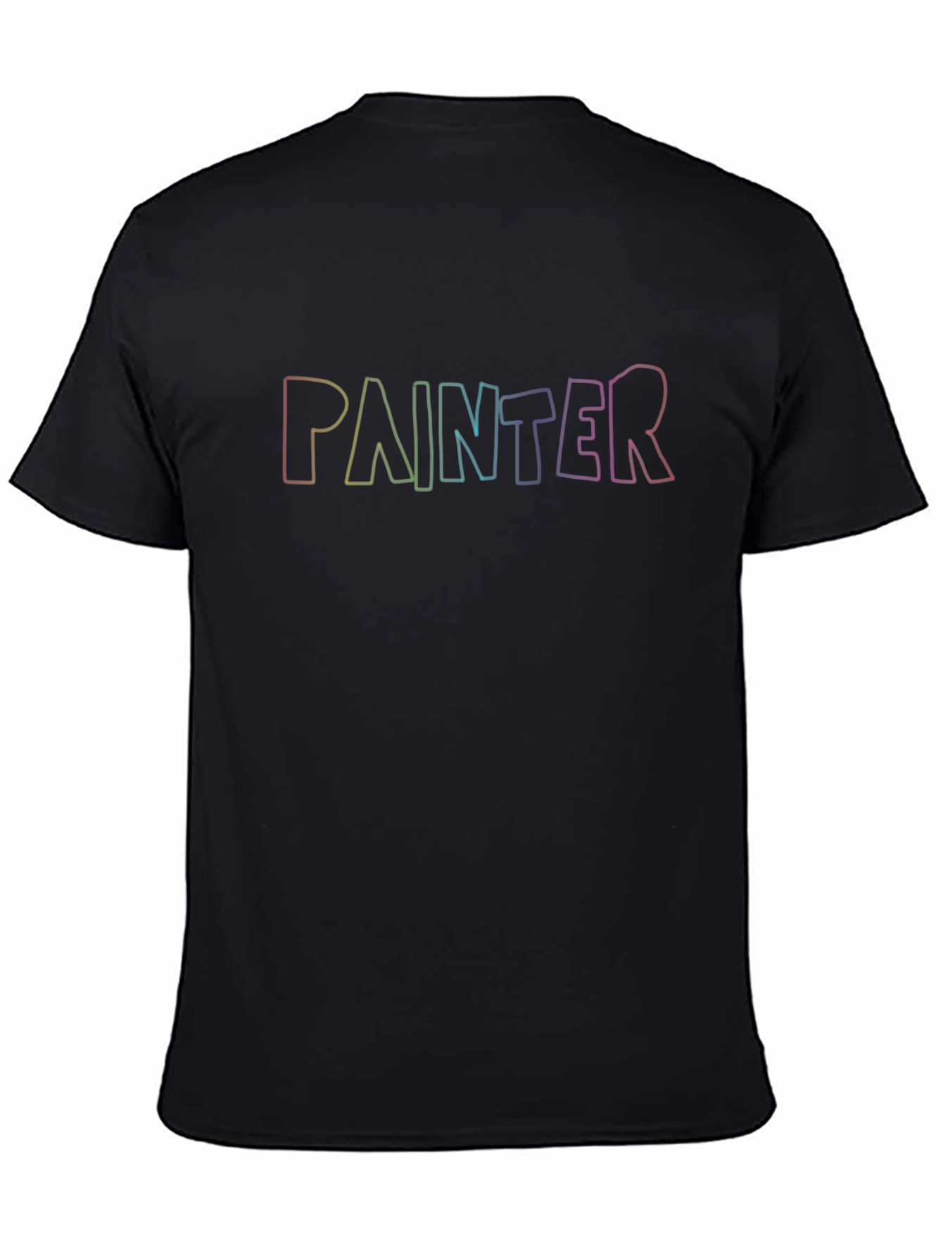 Painter Rainbow Text Black Cotton T-Shirt