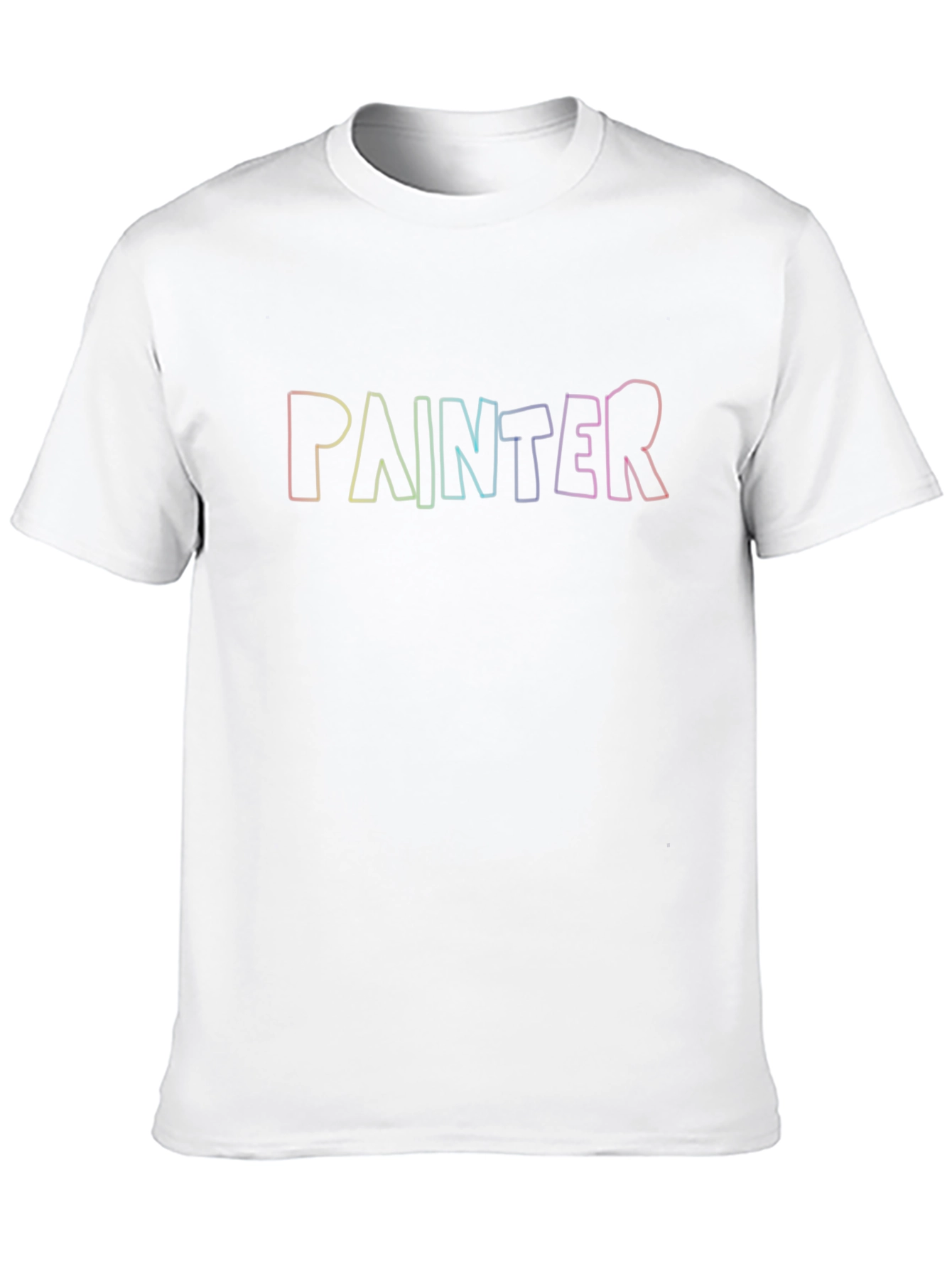 Painter Rainbow Text Black Cotton T-Shirt