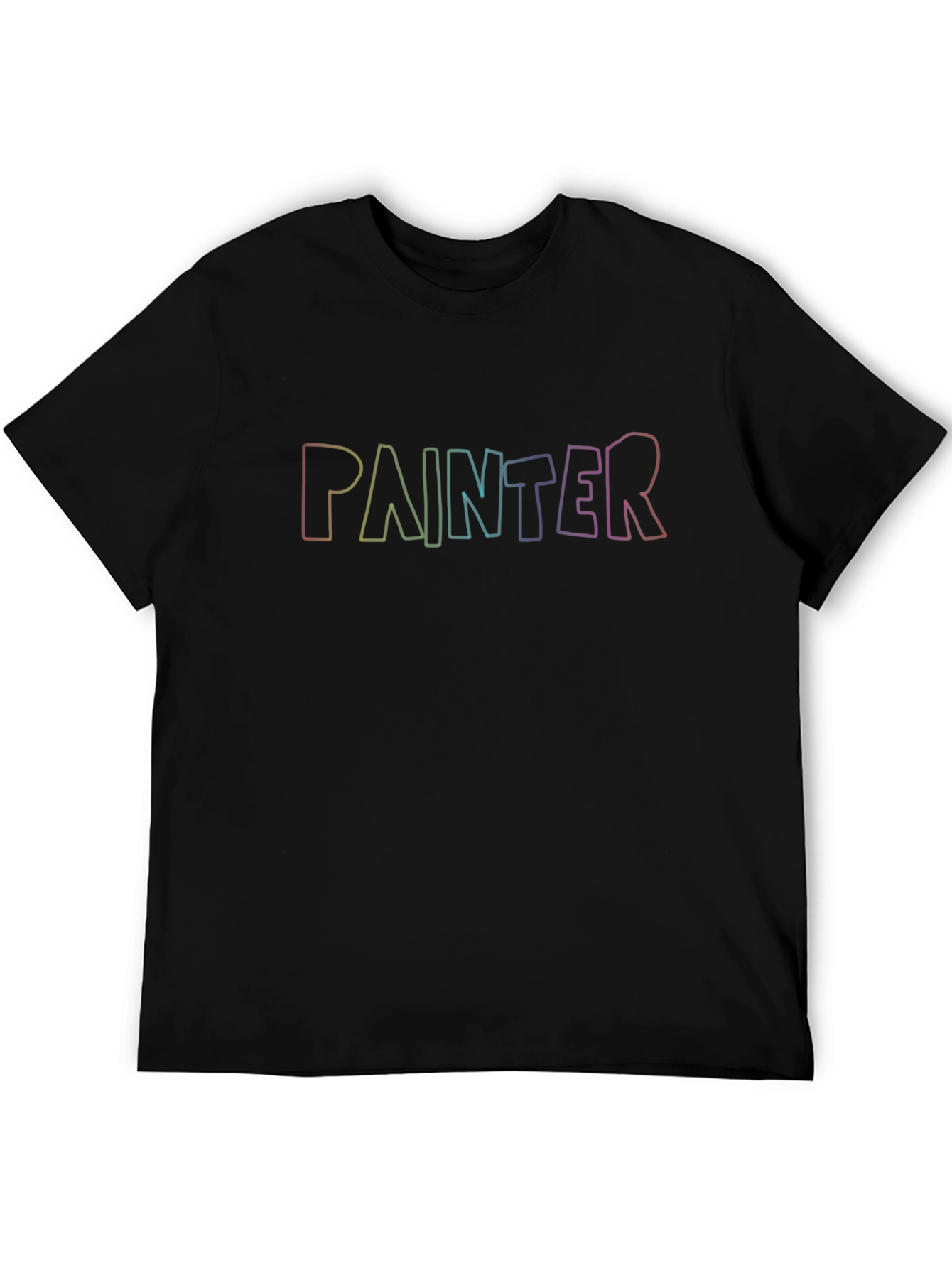 Painter Rainbow Text Black Cotton T-Shirt