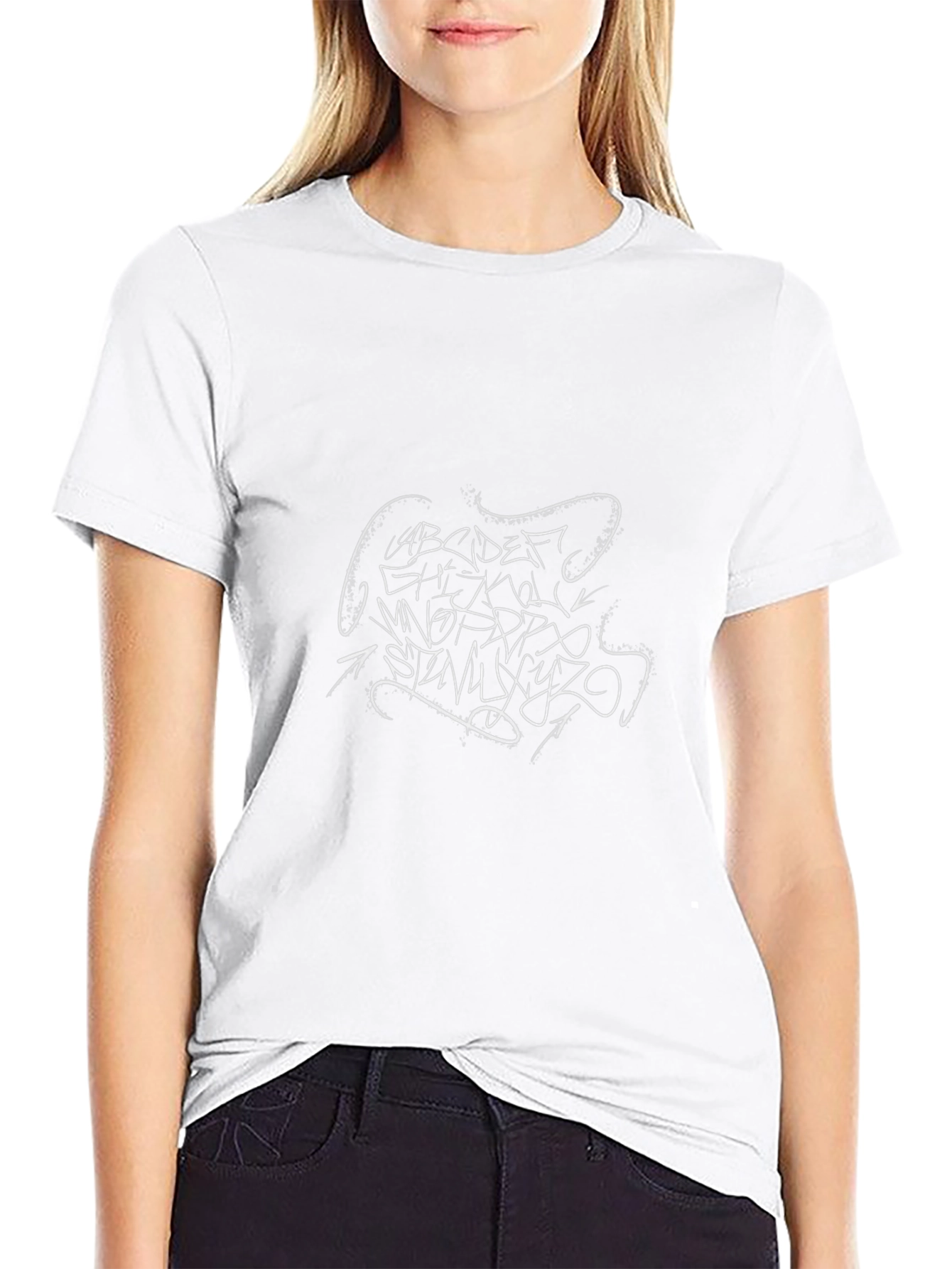 Black Graphic Tee - Alphabet Graffiti Design
