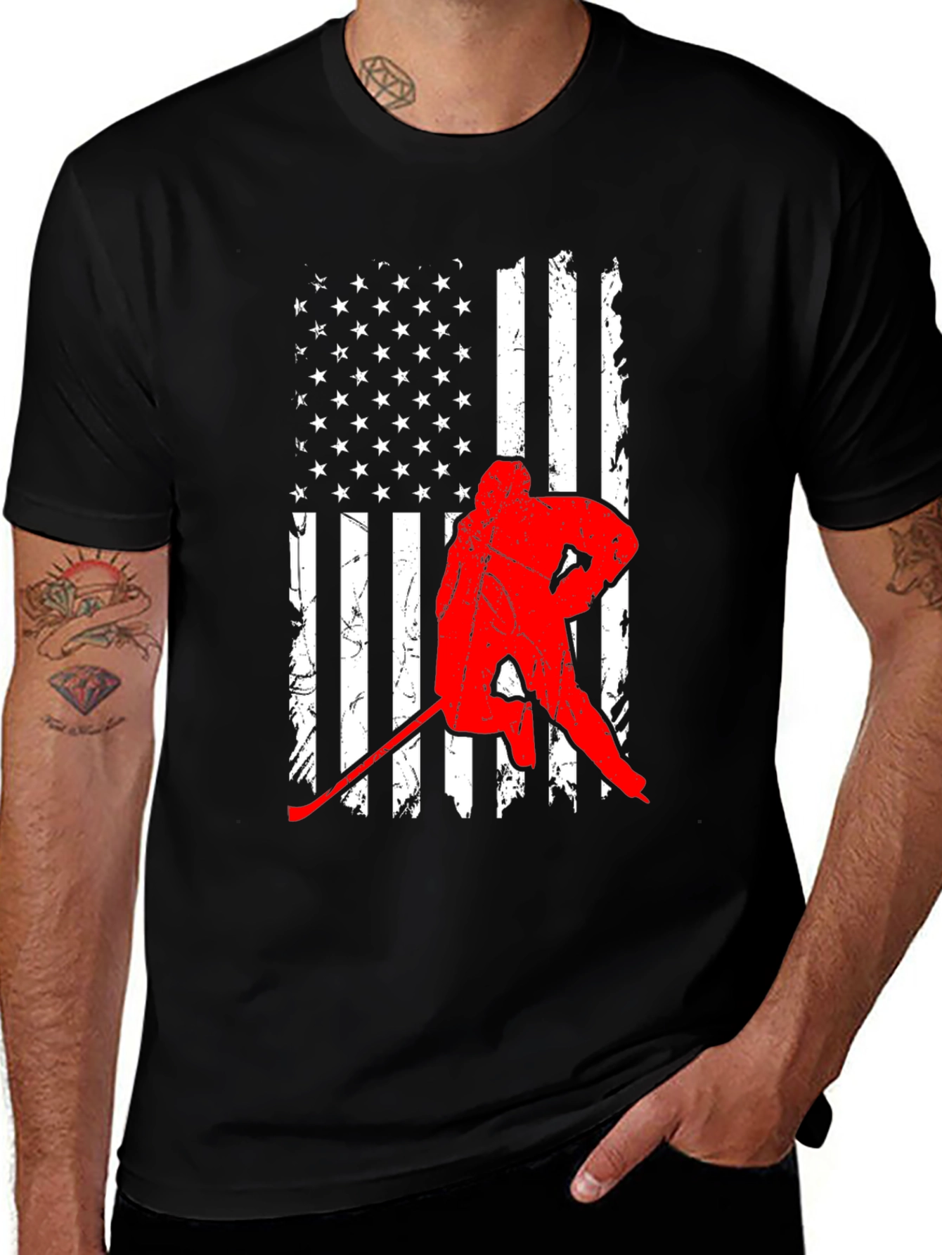 Hockey USA Flag Graphic Tee - Patriotic Sportswear