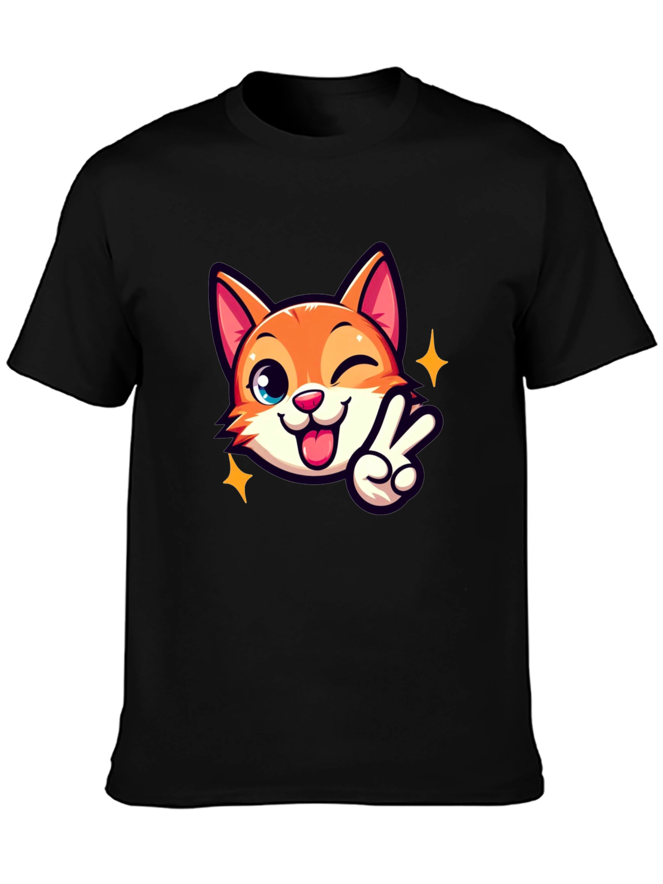 Cute Cartoon Cat Graphic T-Shirt - Unisex