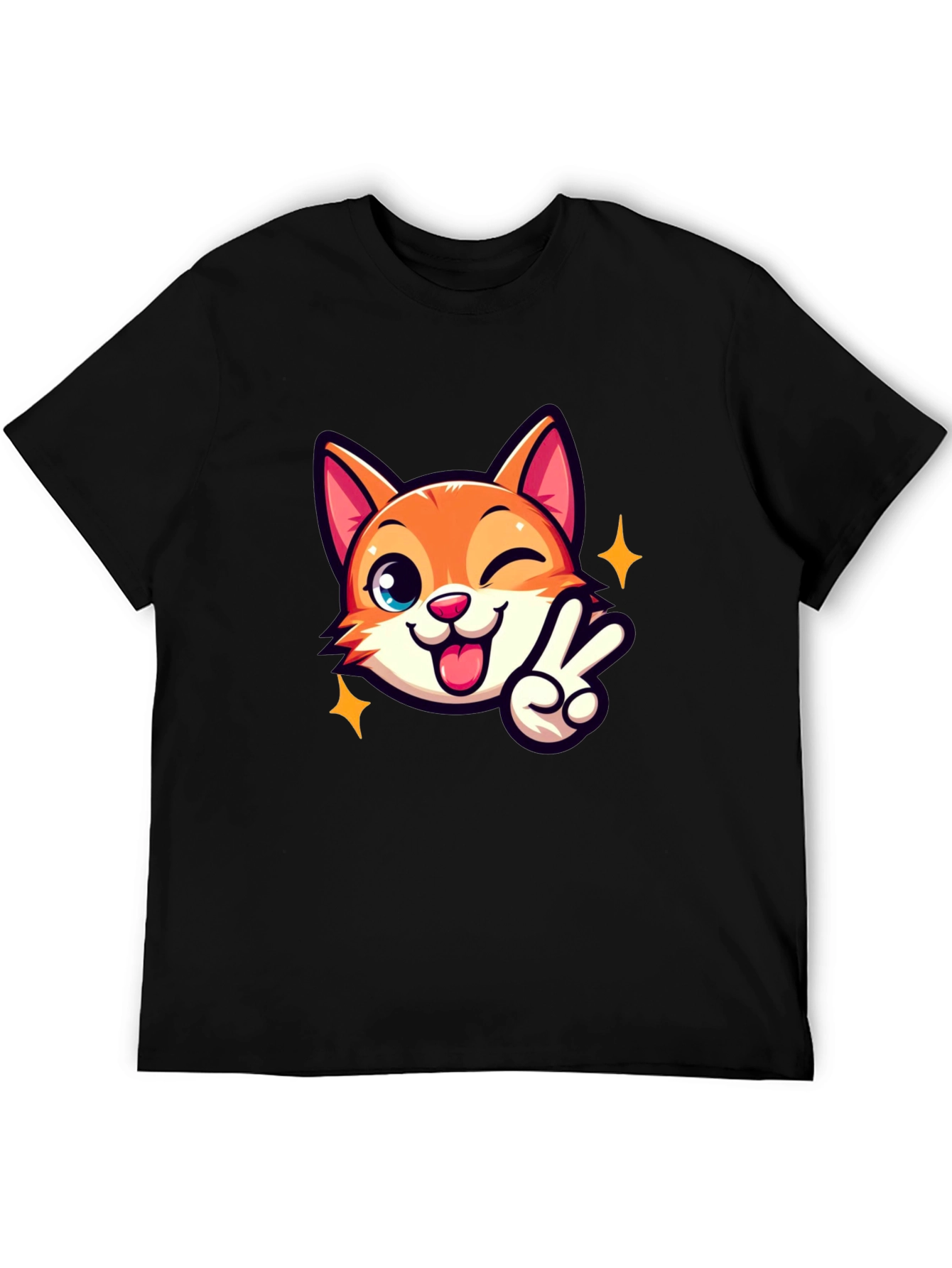 Cute Cartoon Cat Graphic T-Shirt - Unisex