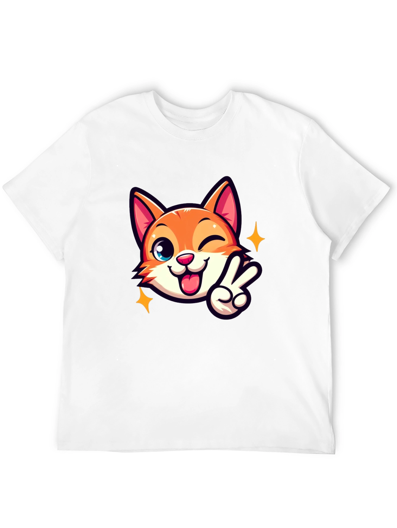 Cute Cartoon Cat Graphic T-Shirt - Unisex