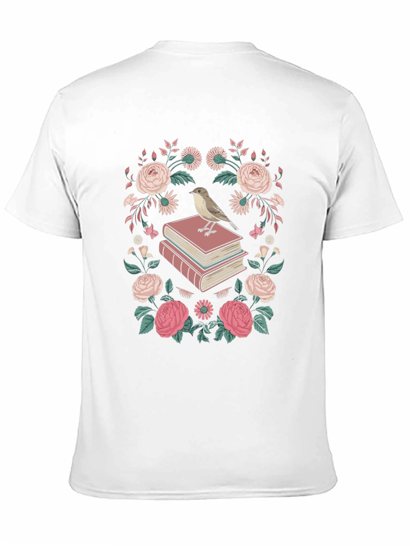 Floral Bird on Books Graphic Tee