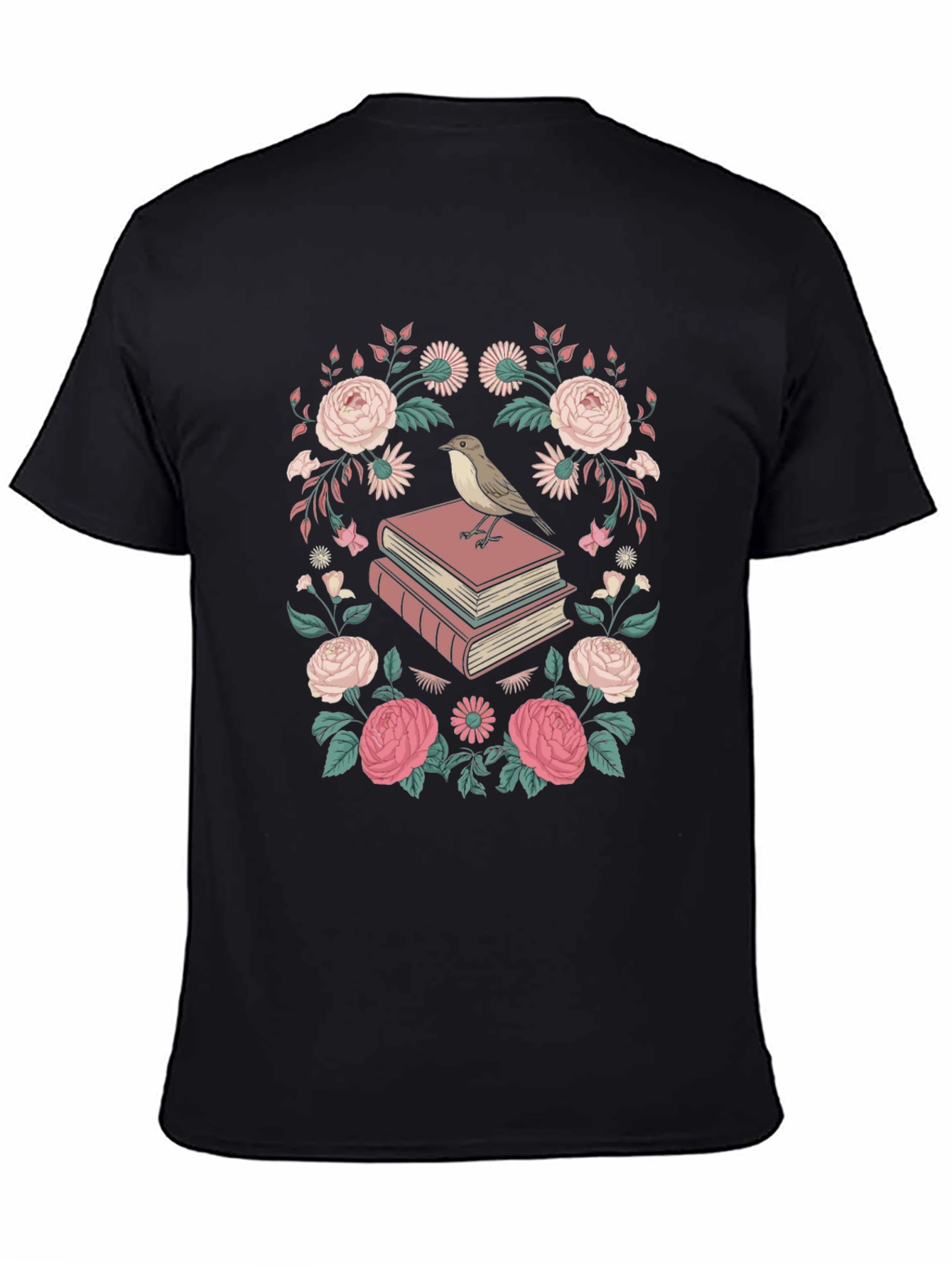 Floral Bird on Books Graphic Tee