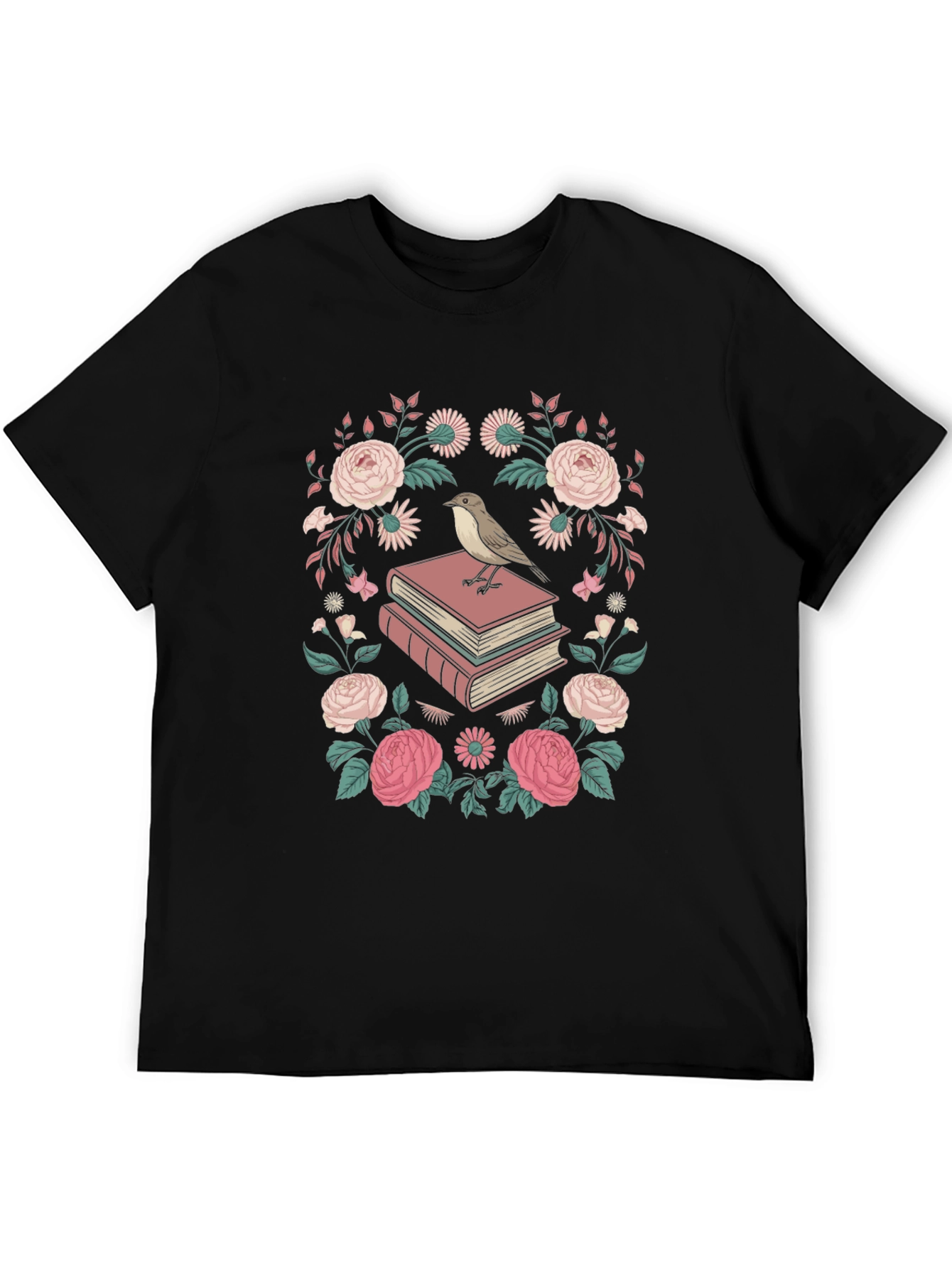 Floral Bird on Books Graphic Tee