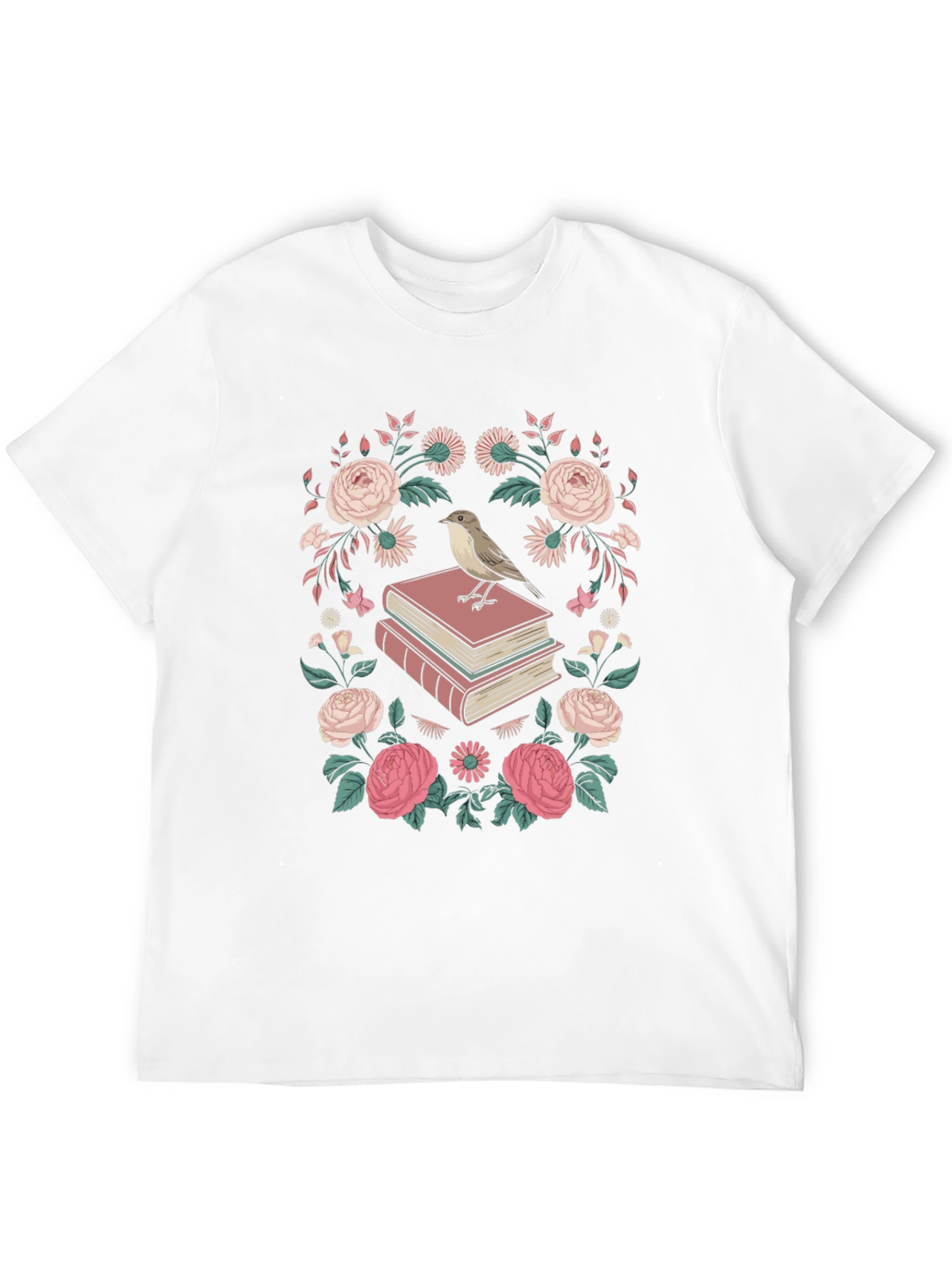 Floral Bird on Books Graphic Tee