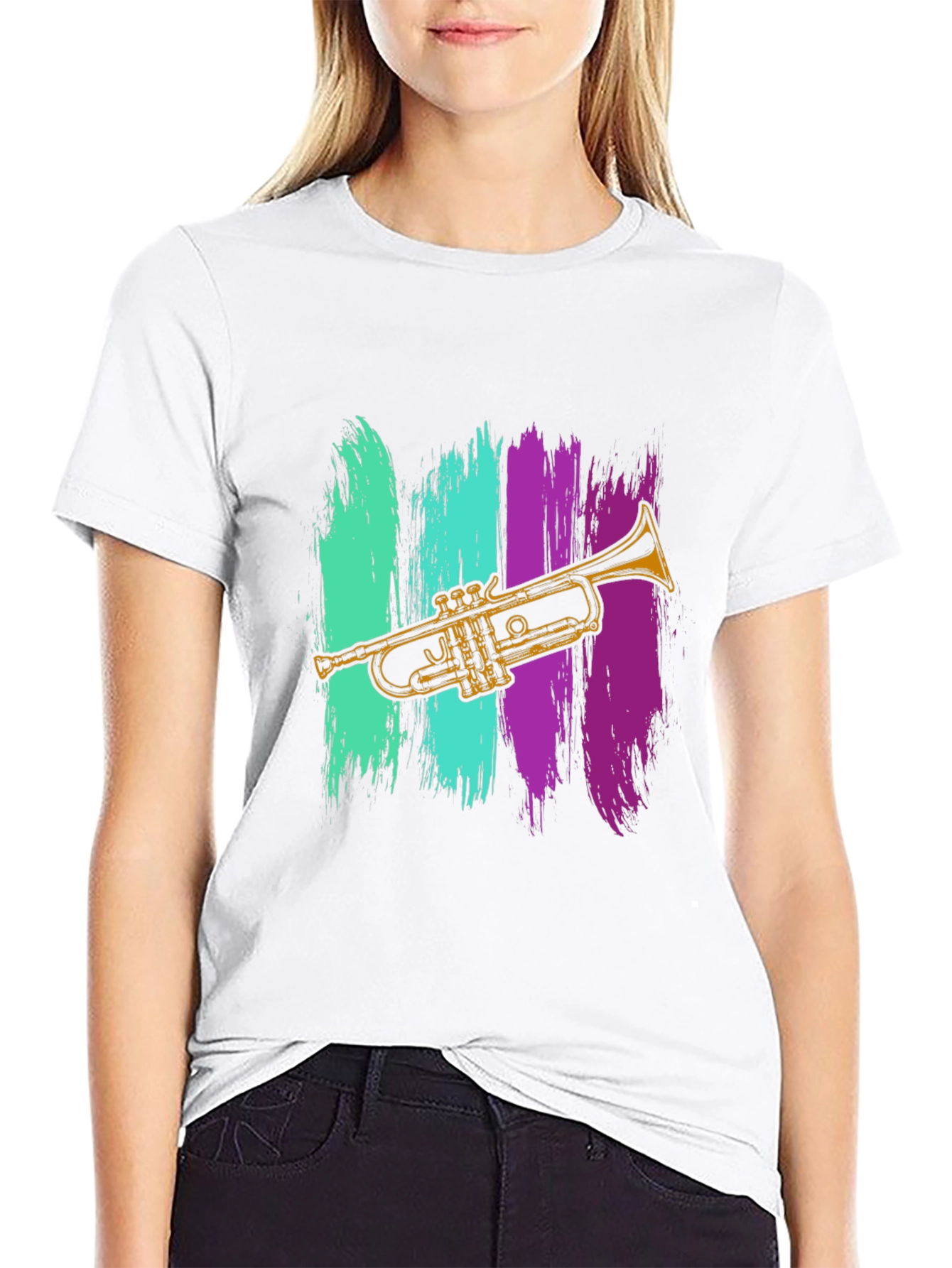 Trumpet Brushstroke T-Shirt - Cool Musician Tee