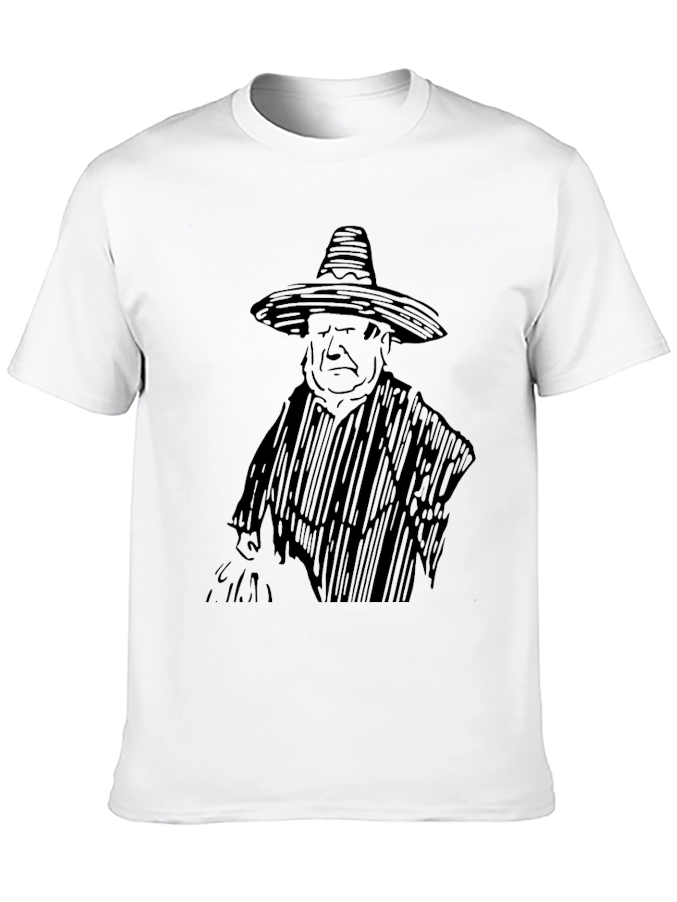 Black T-Shirt with Sombrero Sketch