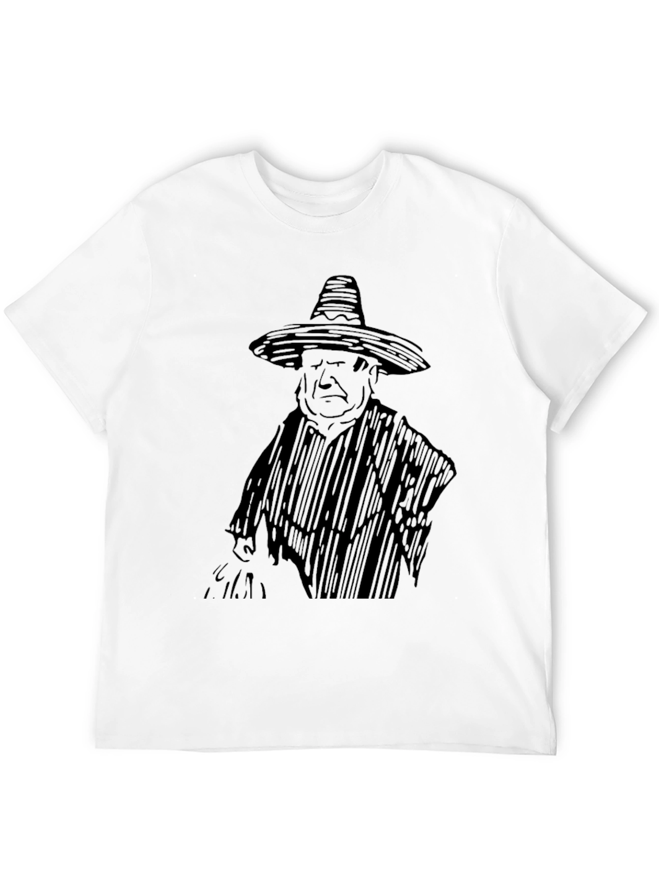 Black T-Shirt with Sombrero Sketch