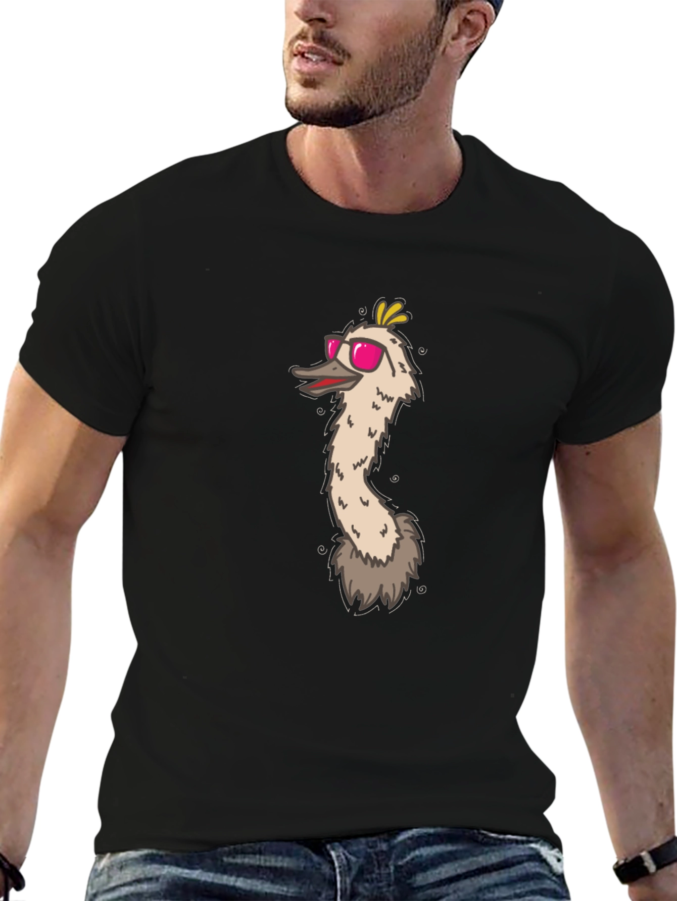 Emu with Pink Sunglasses Graphic Tee