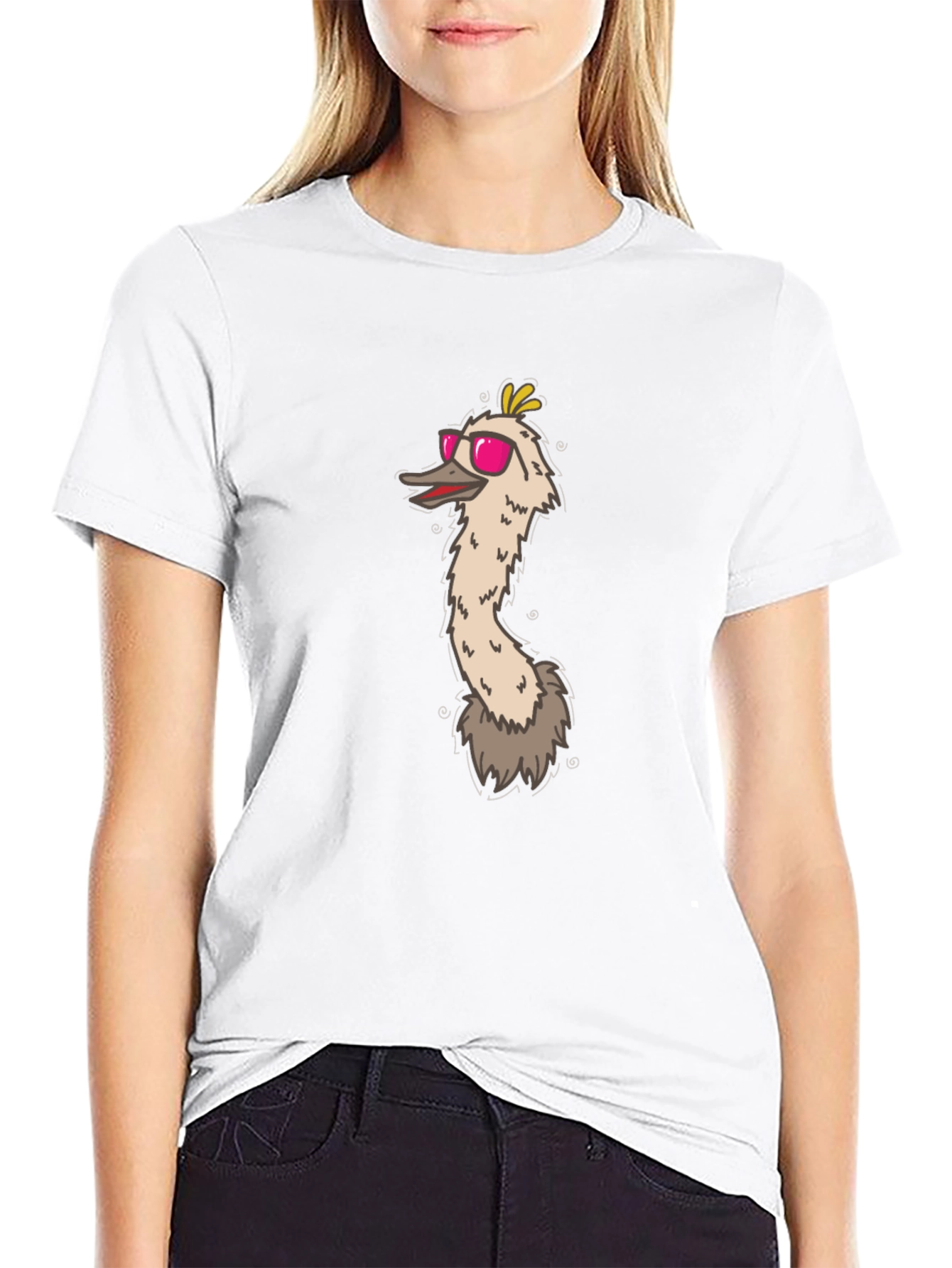 Emu with Pink Sunglasses Graphic Tee