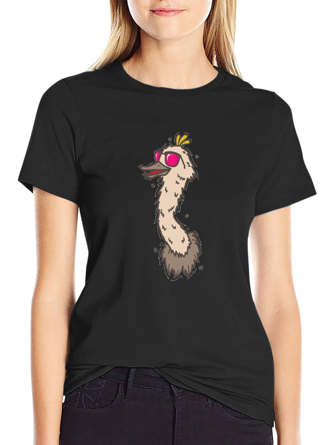 Emu with Pink Sunglasses Graphic Tee