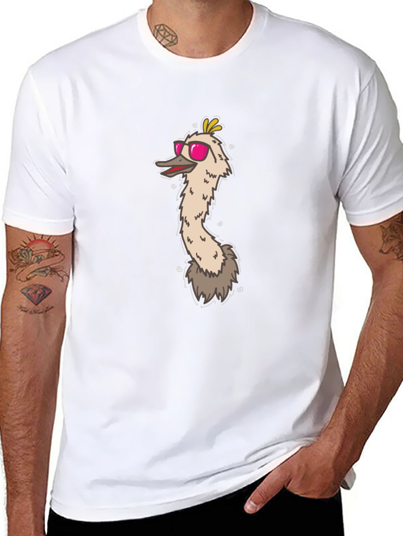 Emu with Pink Sunglasses Graphic Tee
