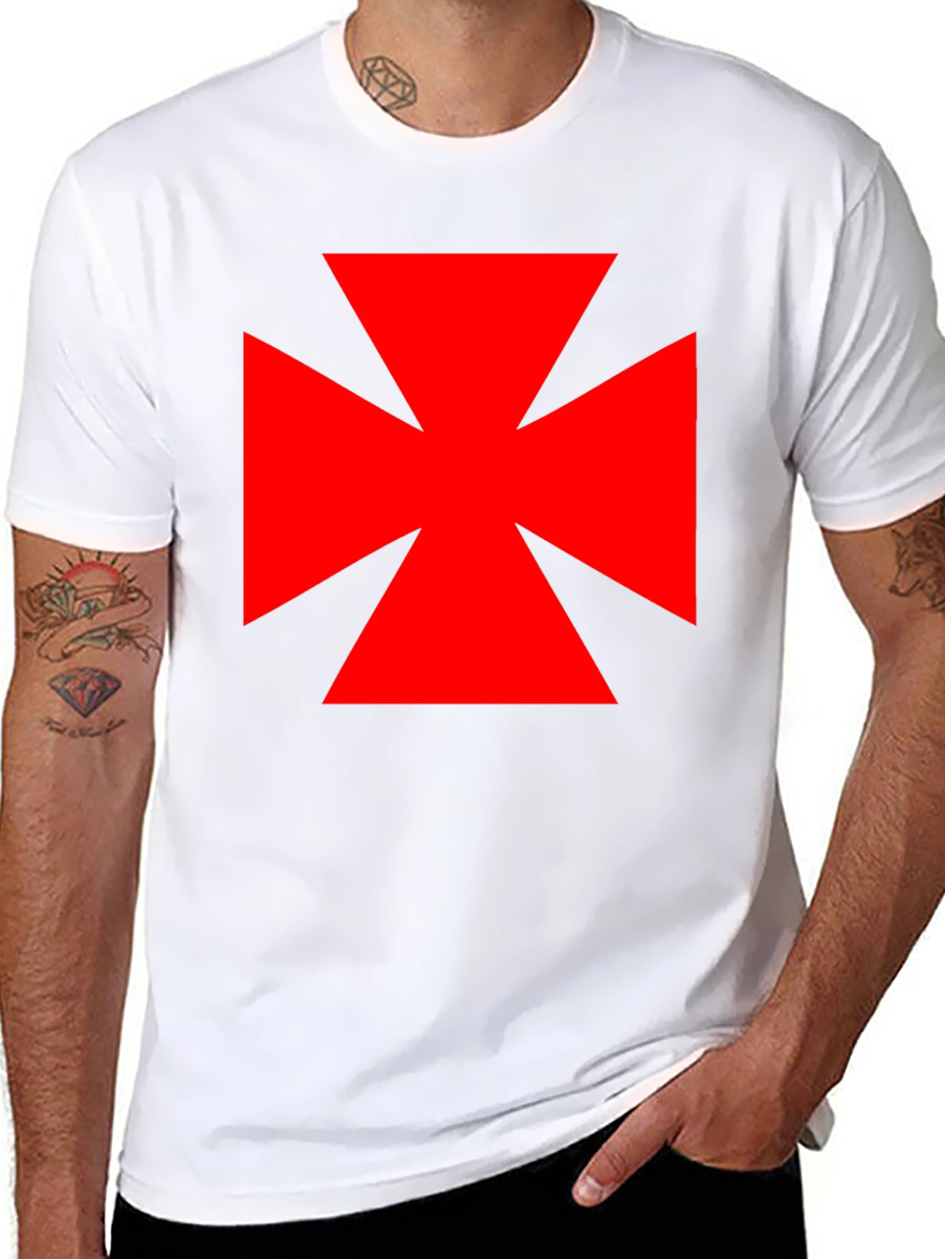 Red Cross Black T-Shirt
