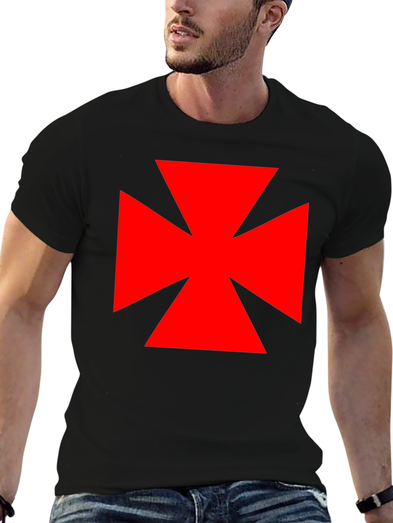 Red Cross Black T-Shirt