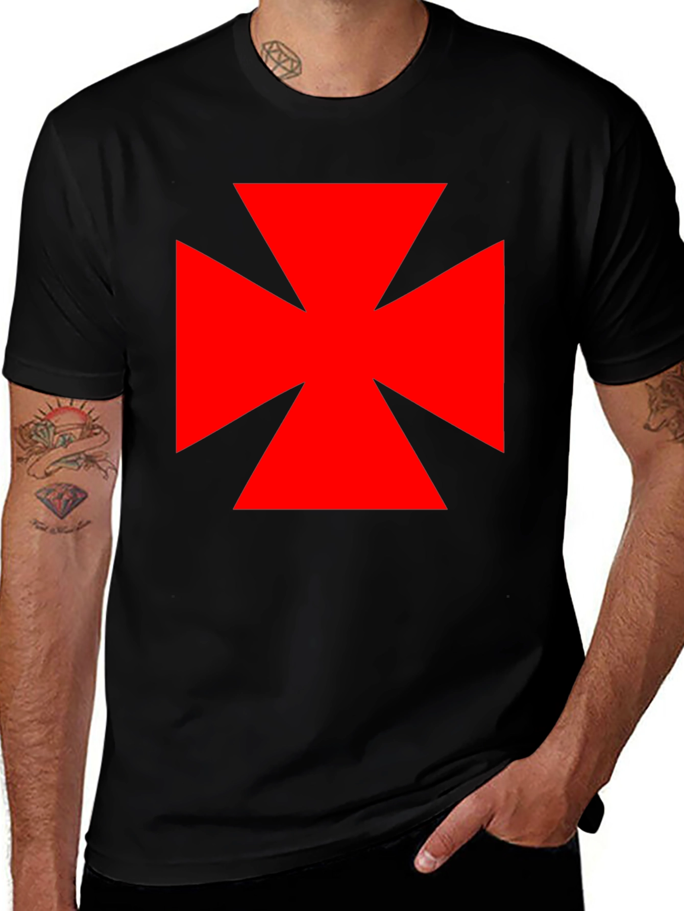 Red Cross Black T-Shirt