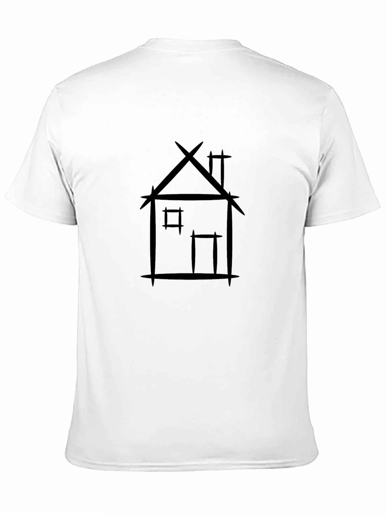 Black T-Shirt with Hand Drawn House Graphic