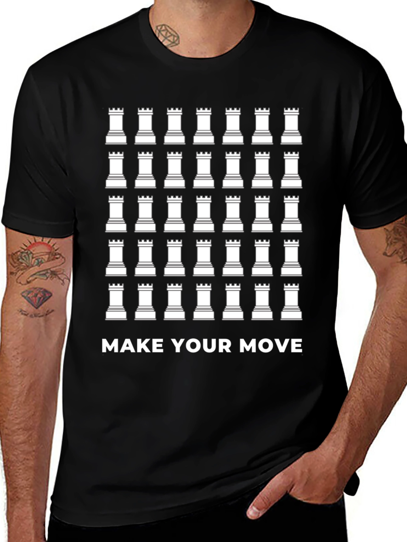 Chess Rook Pattern T-Shirt - Make Your Move