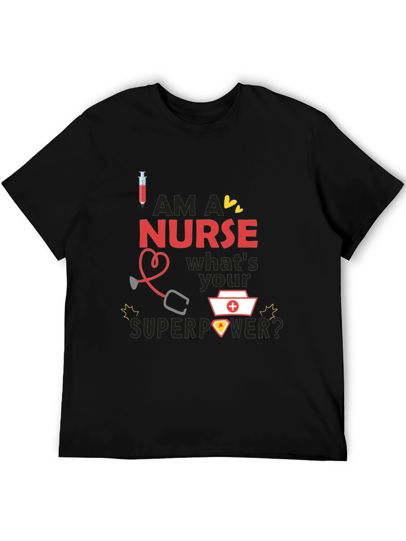 Nurse Superpower T-Shirt - Black Novelty Graphic Tee