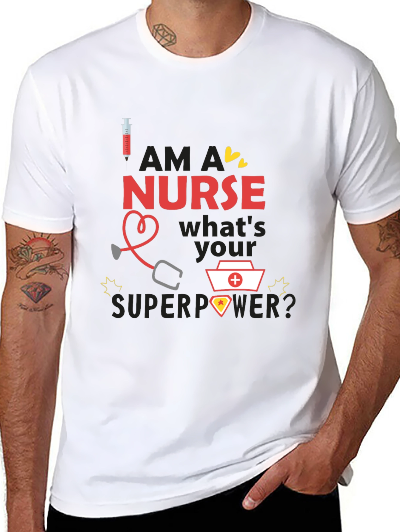 Nurse Superpower T-Shirt - Black Novelty Graphic Tee