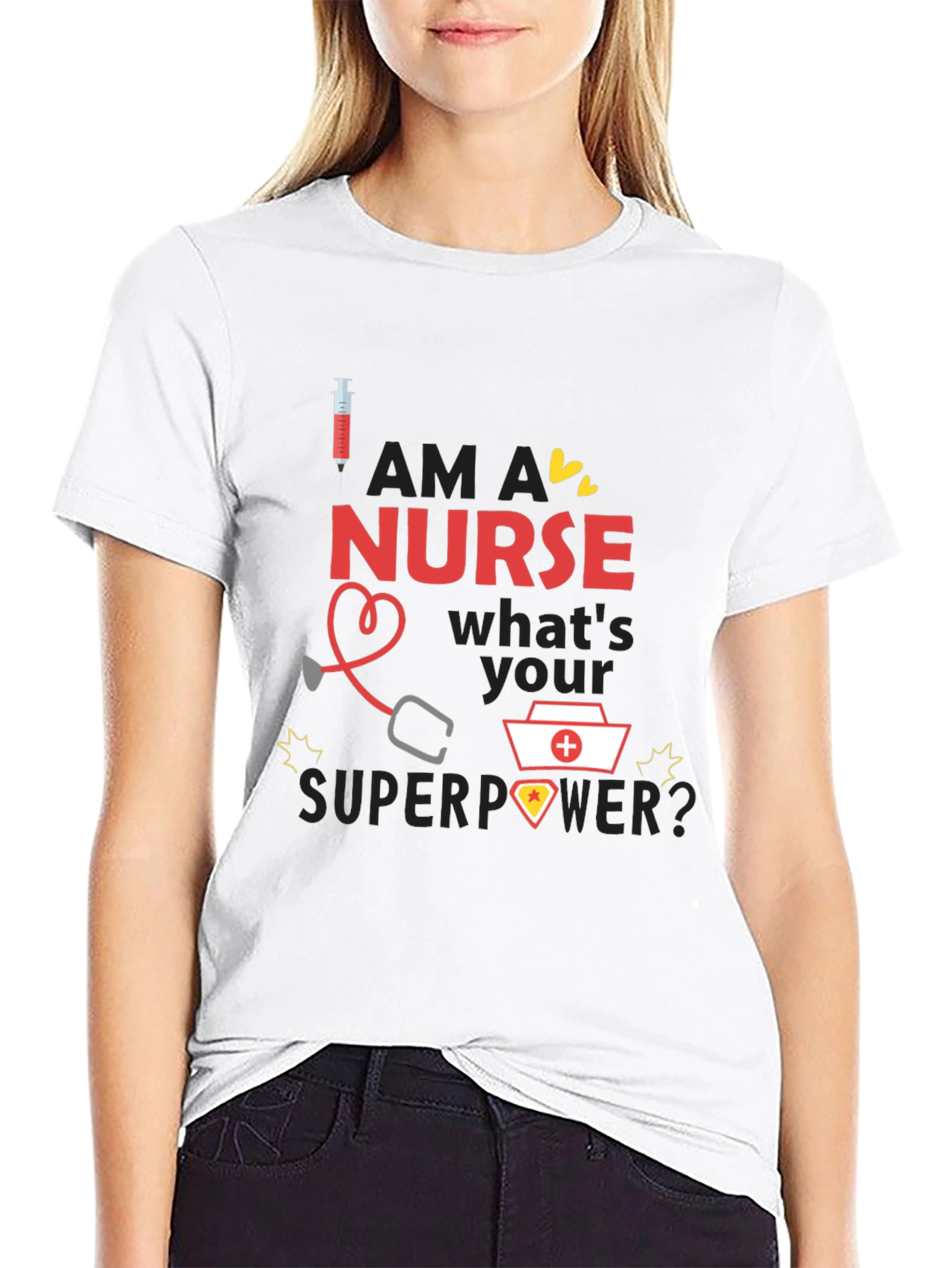 Nurse Superpower T-Shirt - Black Novelty Graphic Tee