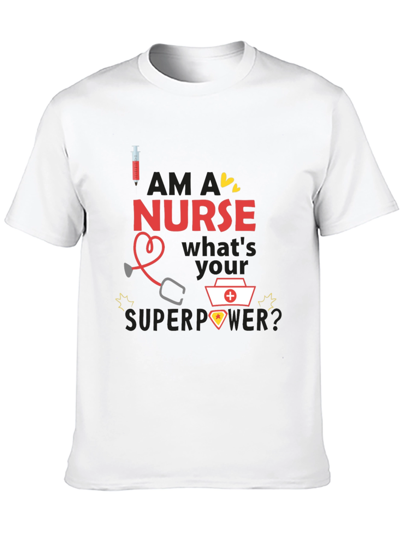 Nurse Superpower T-Shirt - Black Novelty Graphic Tee