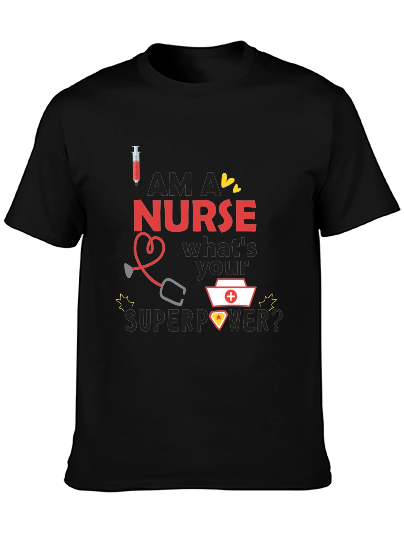 Nurse Superpower T-Shirt - Black Novelty Graphic Tee