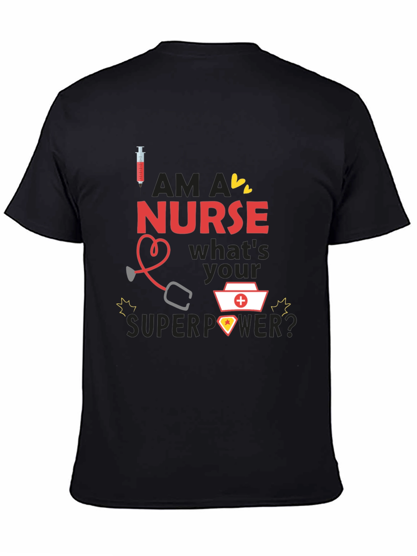 Nurse Superpower T-Shirt - Black Novelty Graphic Tee