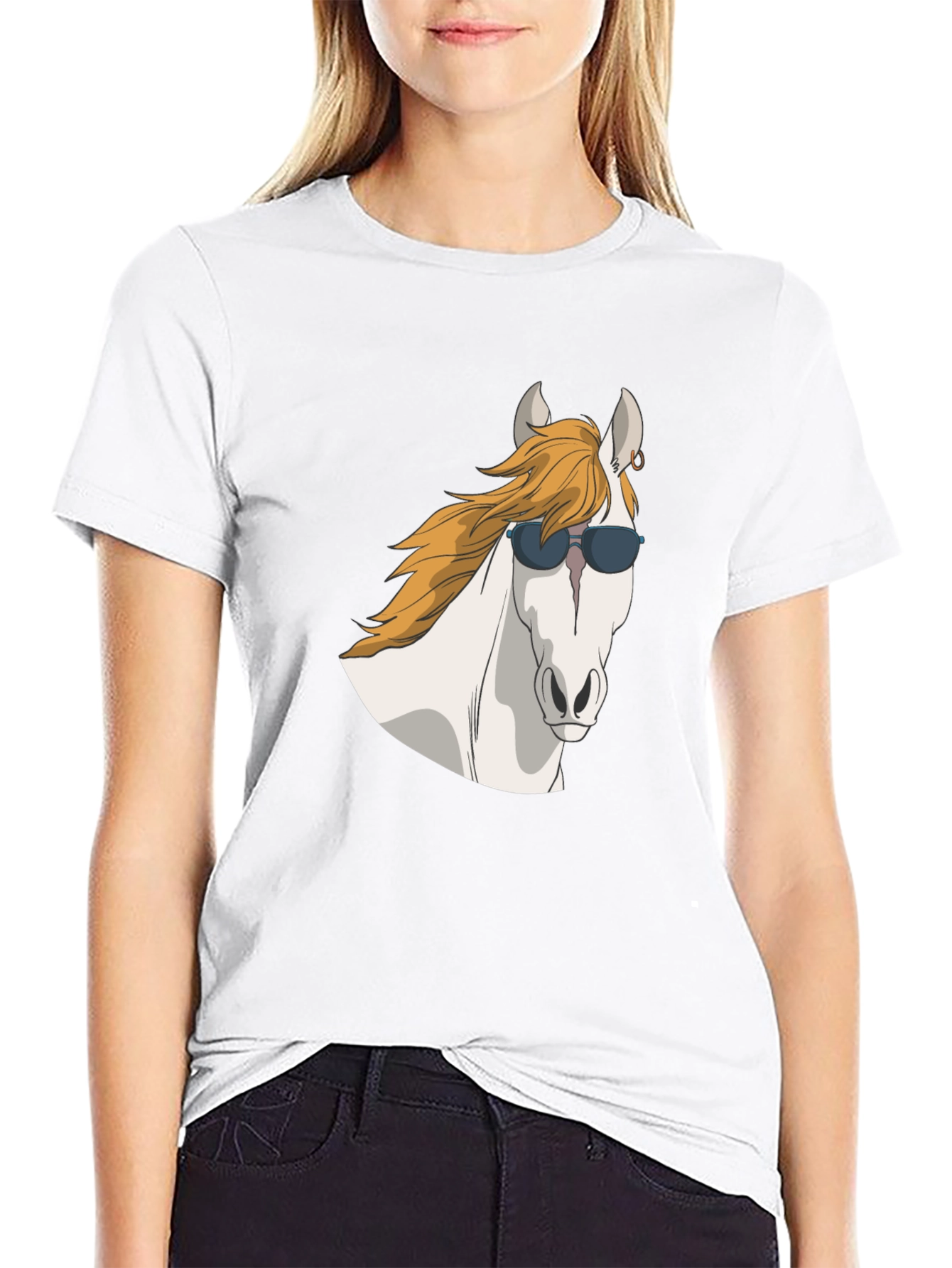 Cool Horse Graphic Tee - Black Cotton T-Shirt