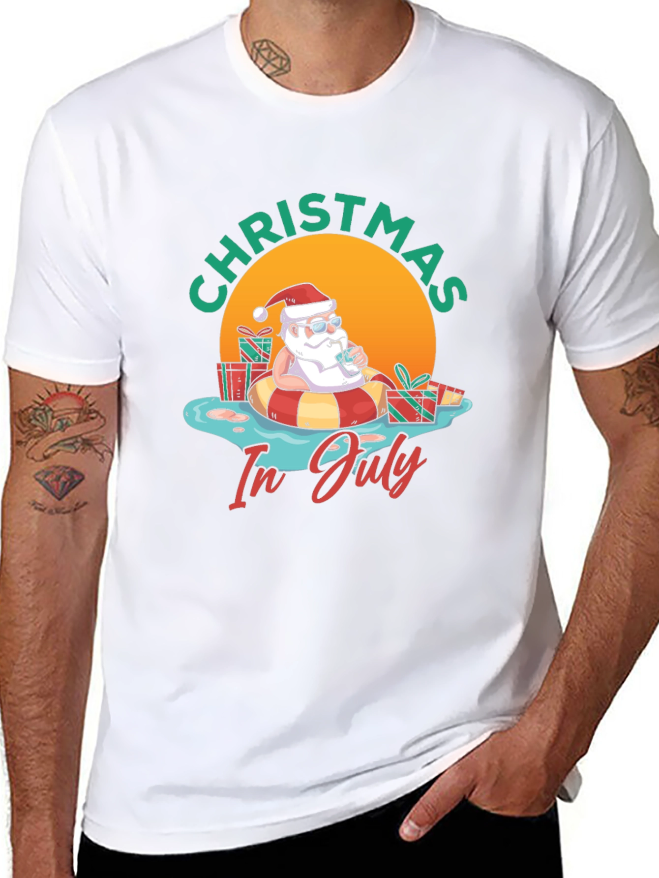 Christmas in July T-Shirt - Santa Pool Party