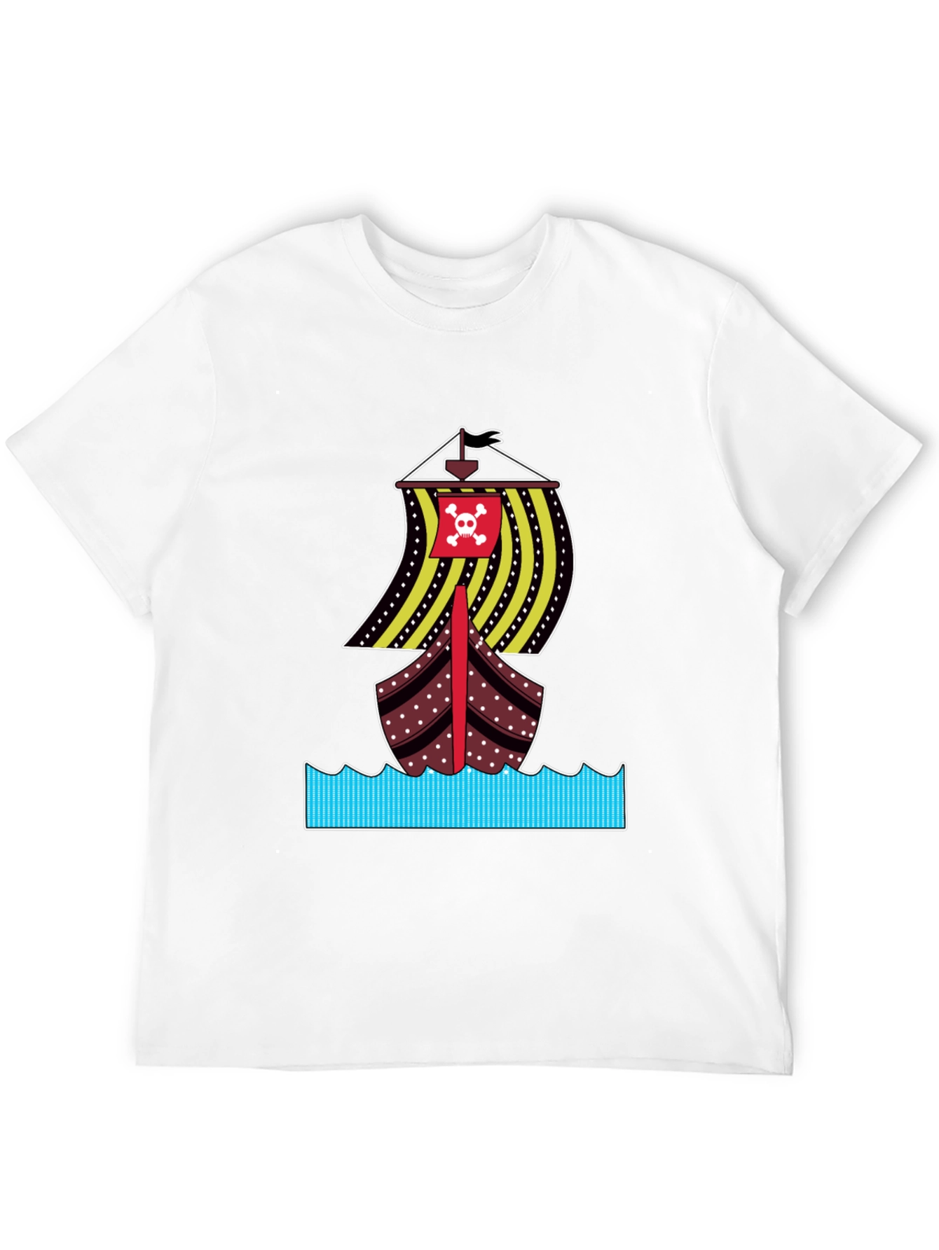Pirate Ship Graphic Tee - Bold Black Cotton T-Shirt