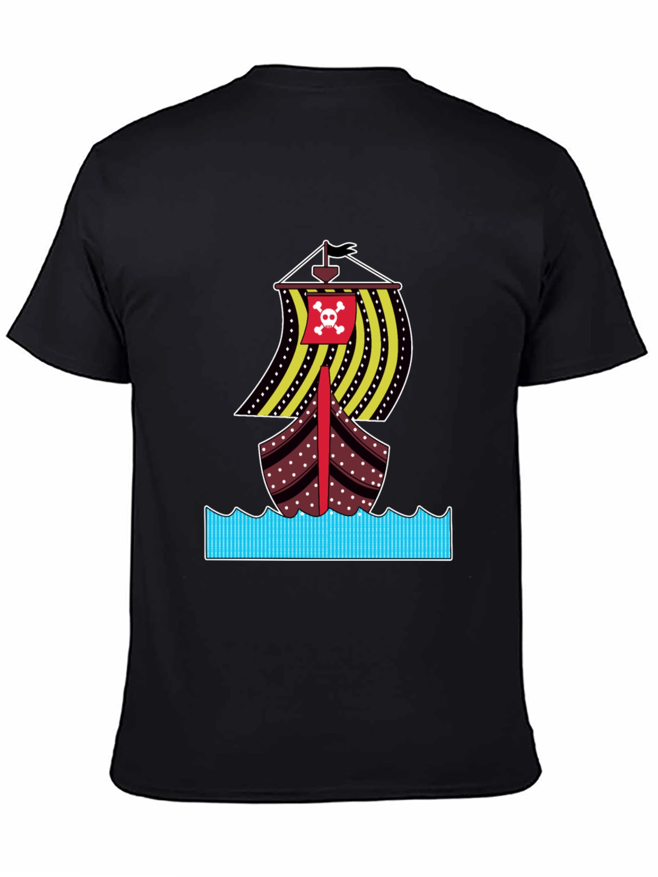 Pirate Ship Graphic Tee - Bold Black Cotton T-Shirt