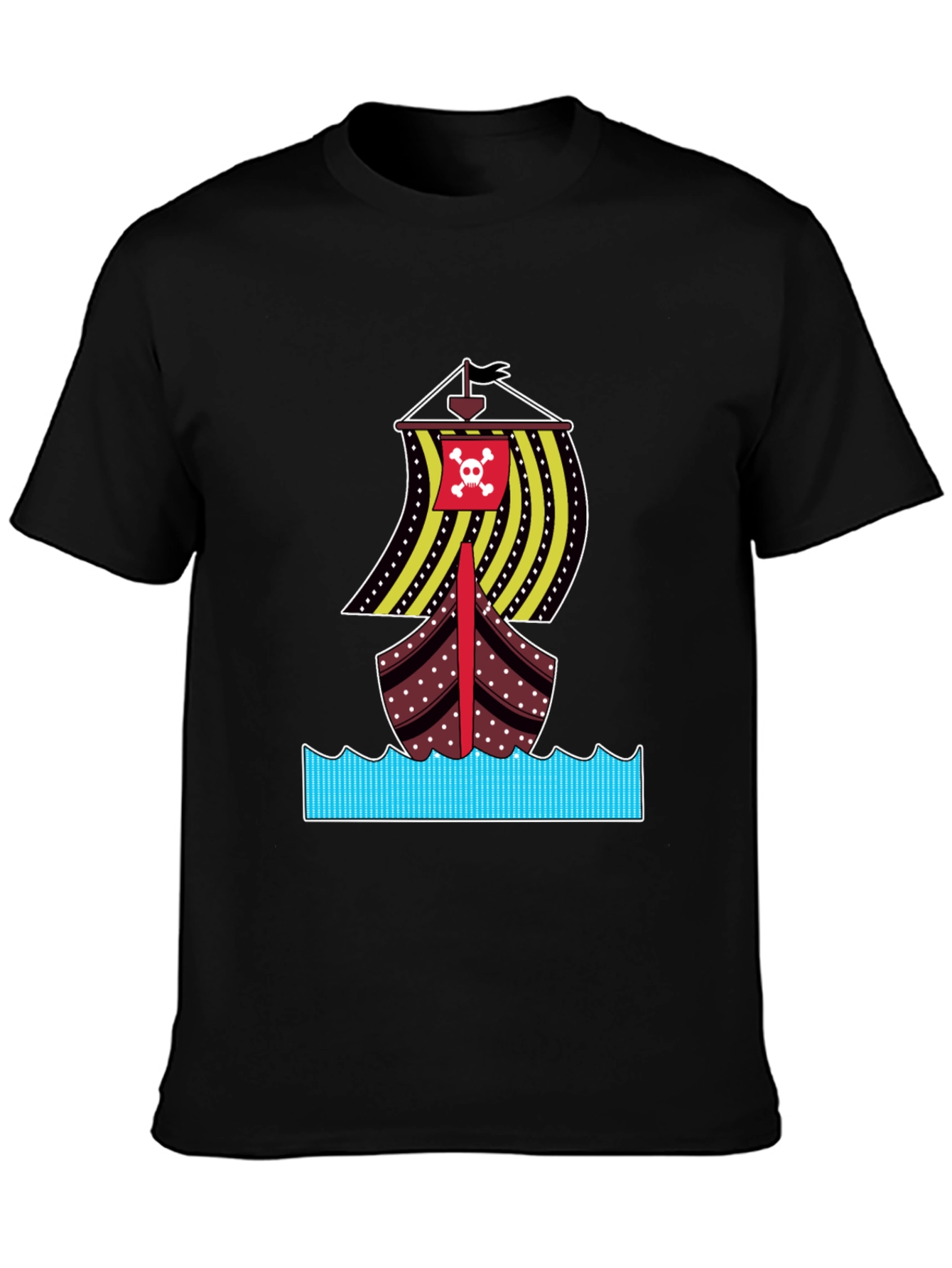 Pirate Ship Graphic Tee - Bold Black Cotton T-Shirt