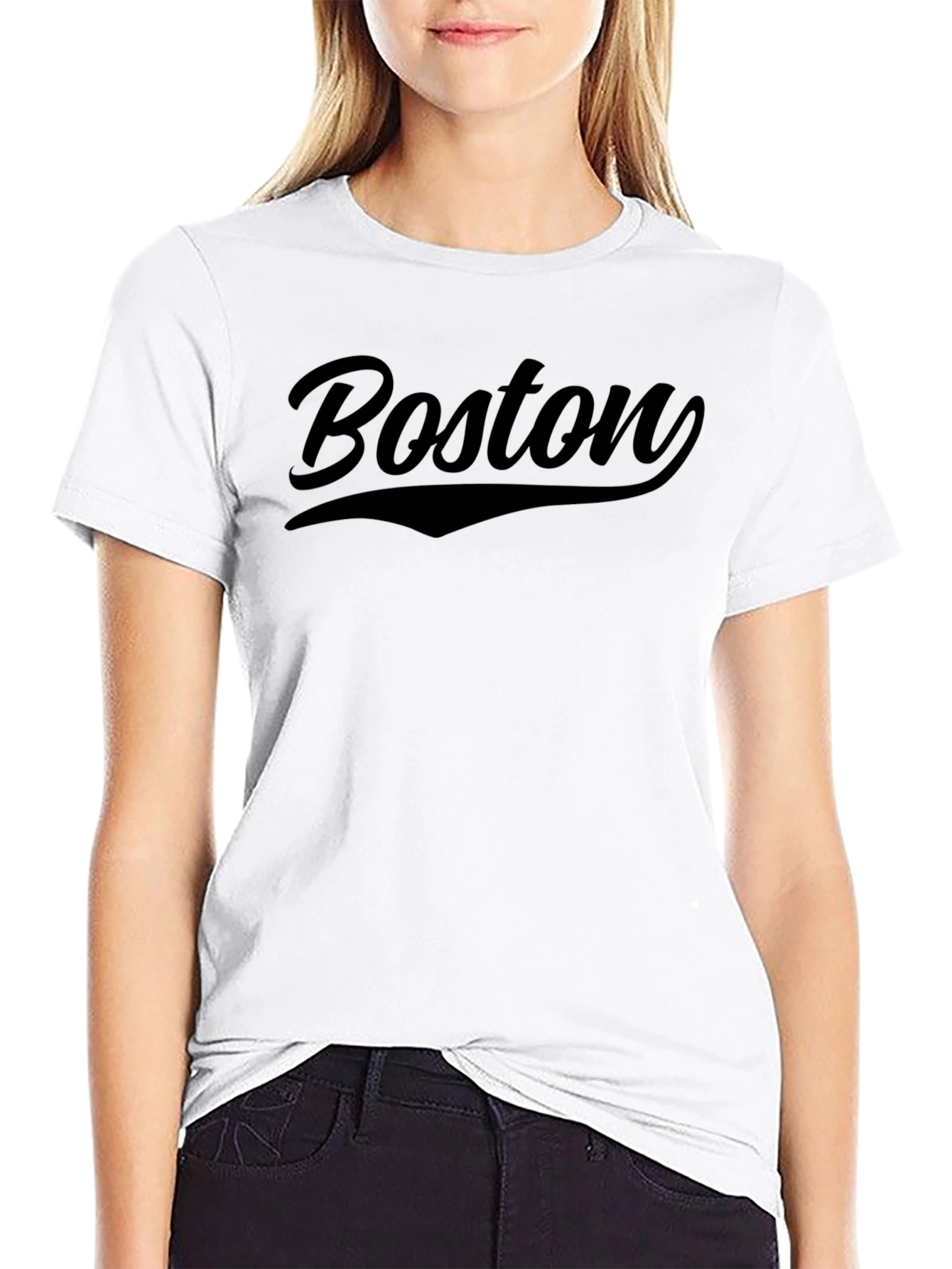 Boston Script Black T-Shirt