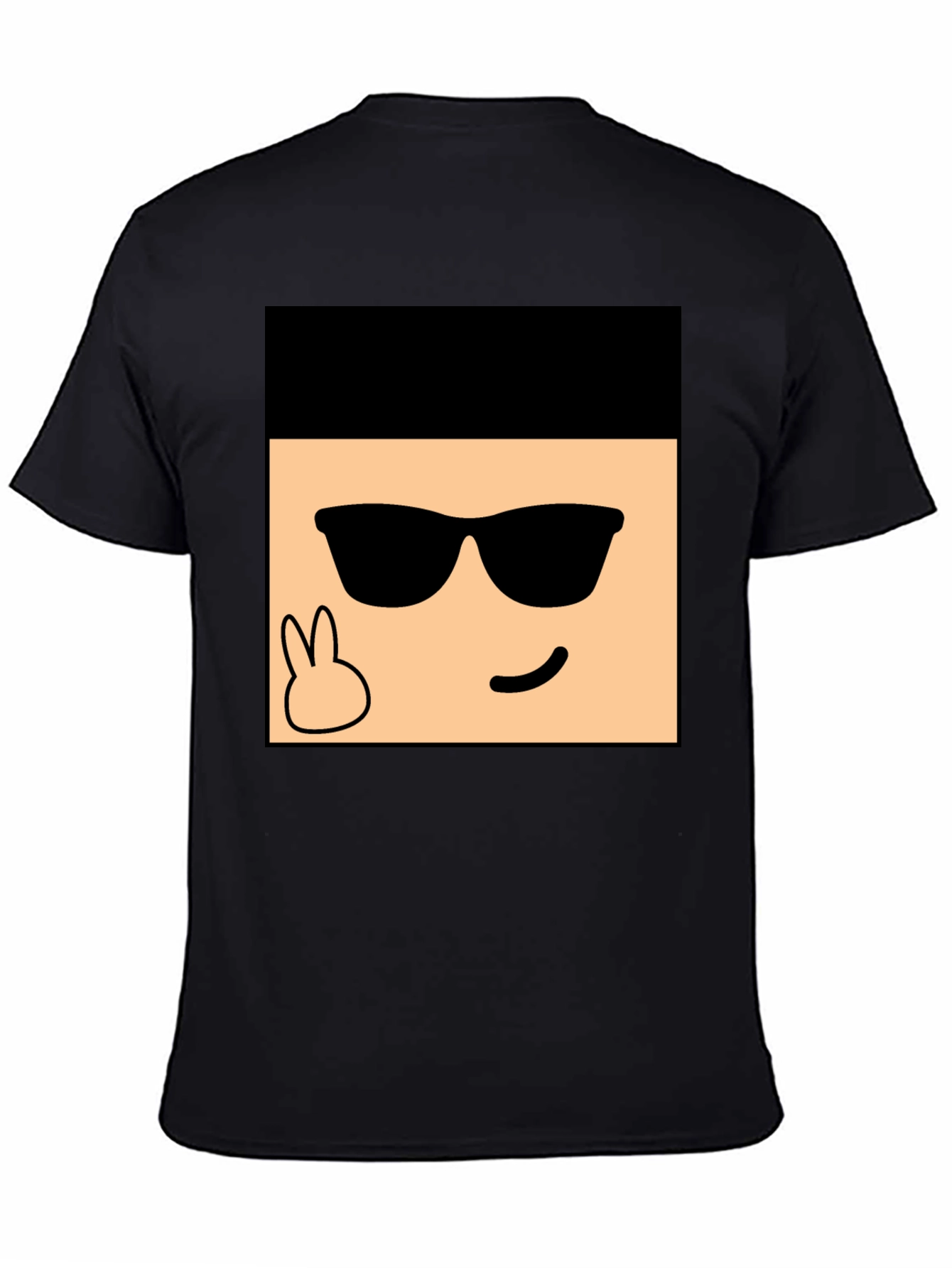 Cool Cartoon Face Graphic Black T-Shirt