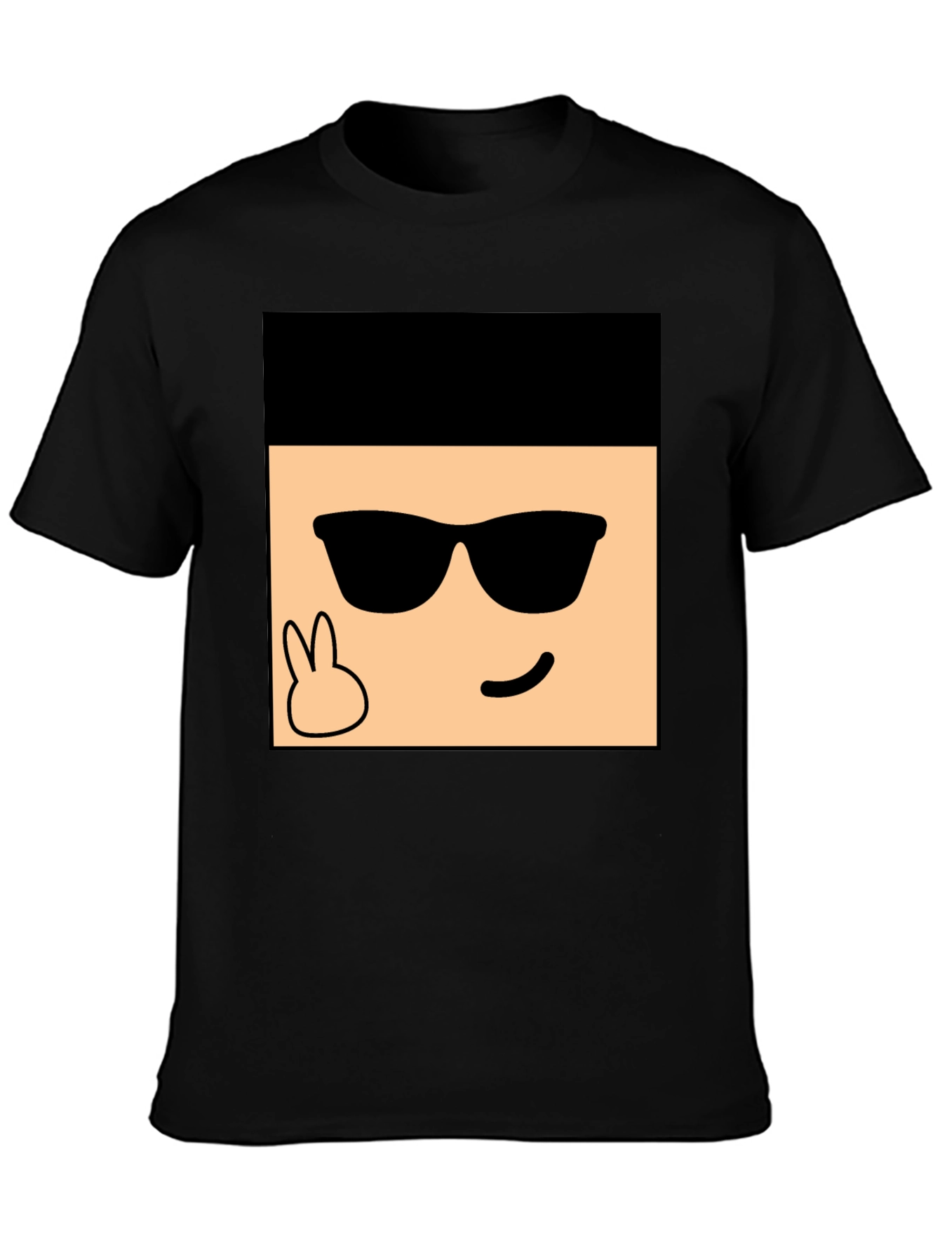 Cool Cartoon Face Graphic Black T-Shirt