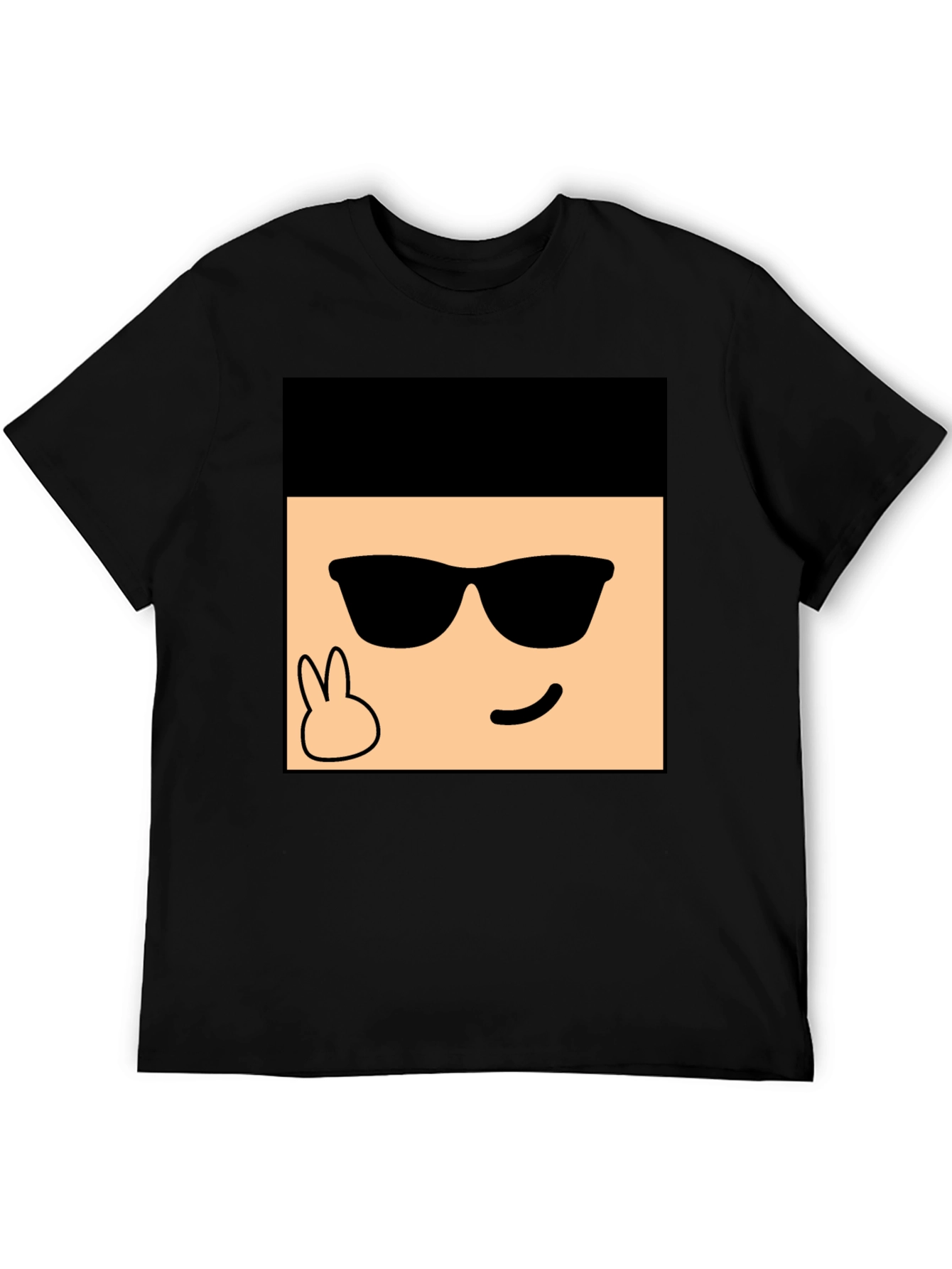 Cool Cartoon Face Graphic Black T-Shirt