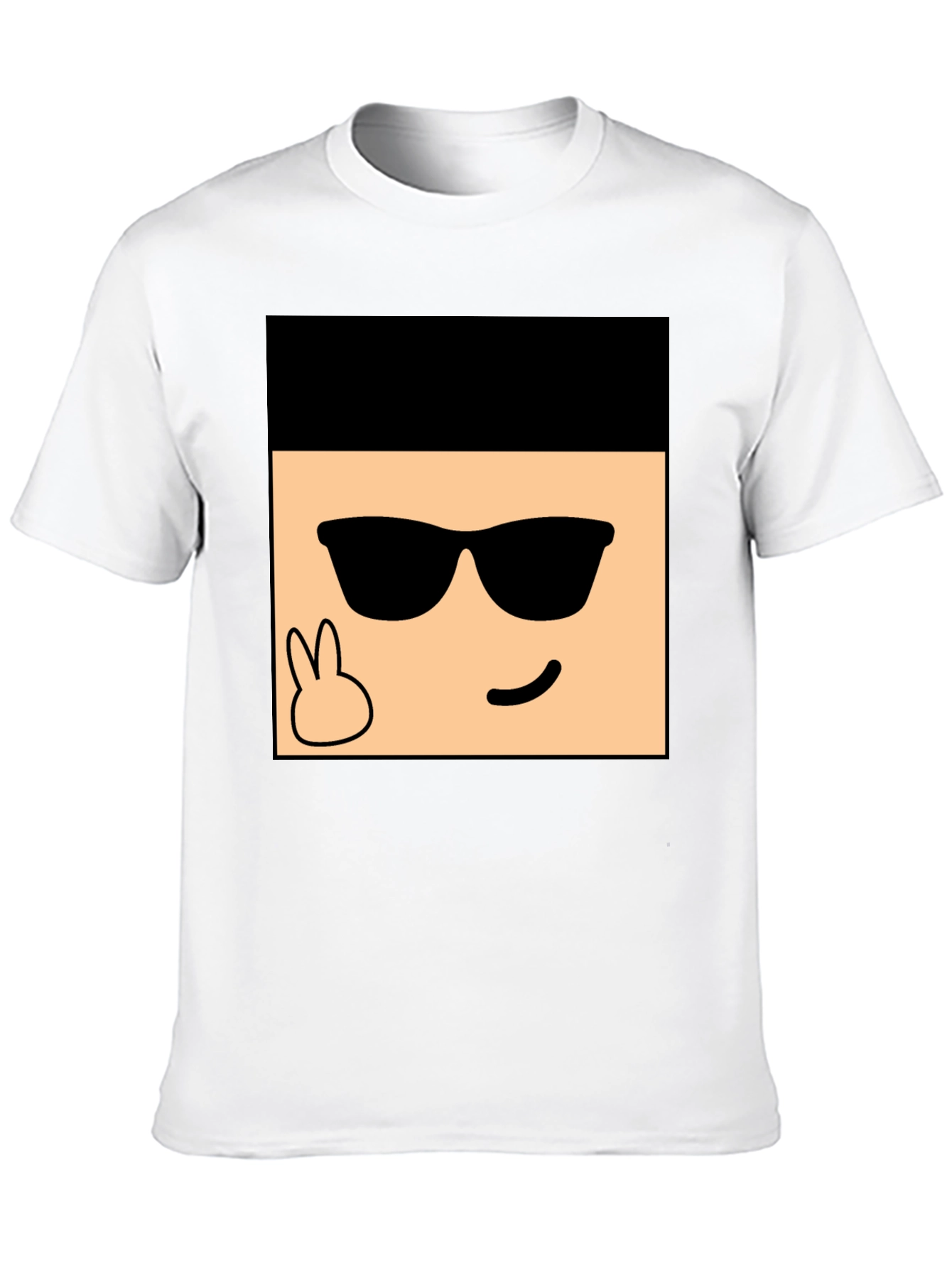 Cool Cartoon Face Graphic Black T-Shirt