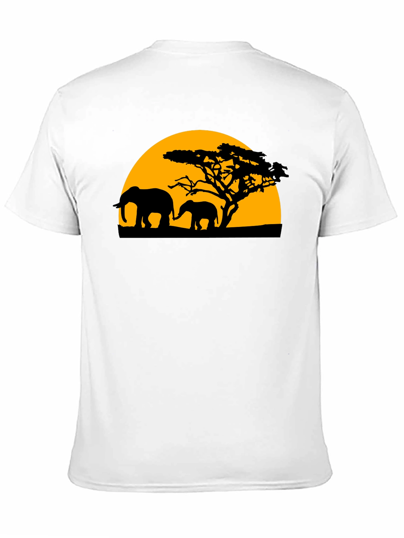 Elephant Sunset Graphic Tee - Black Cotton T-Shirt