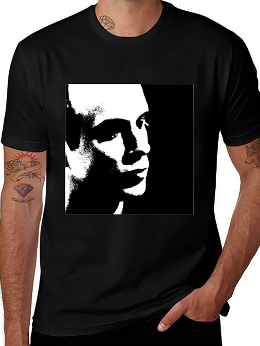 Monochrome Portrait Graphic Tee - Black